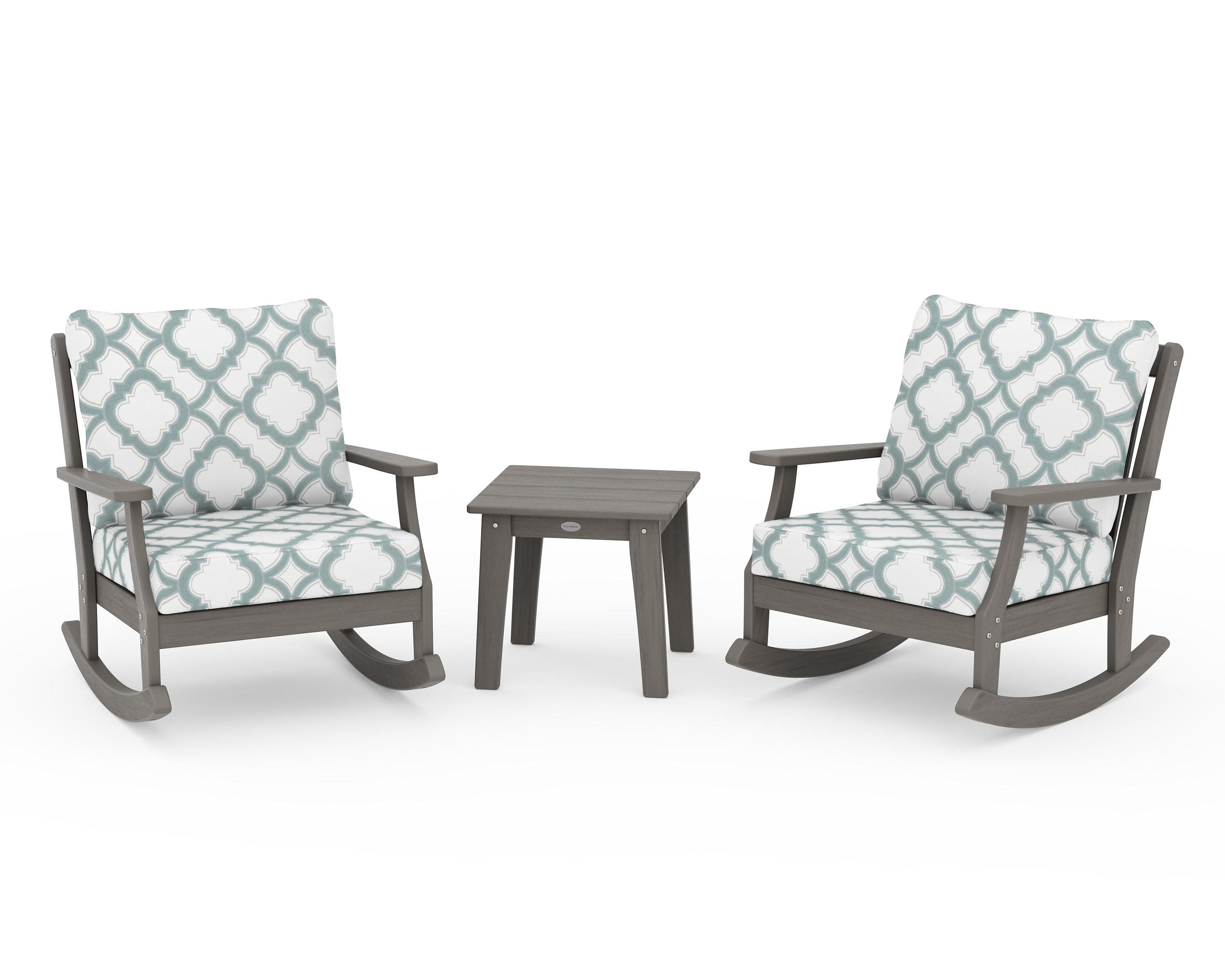 Braxton 3-Piece Deep Seating Rocker Set in Driftwood / Trellis Glacier Spa