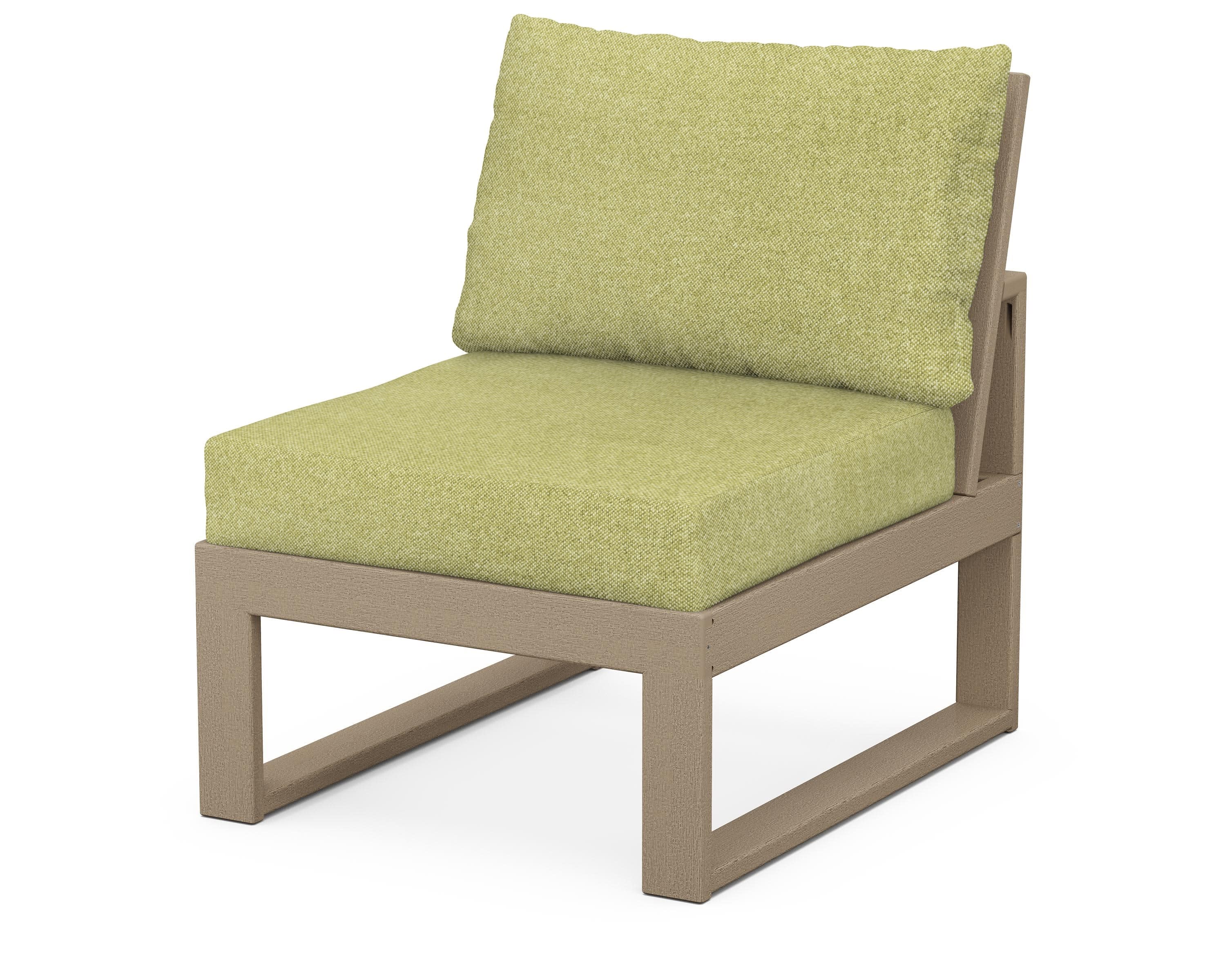 Modular Armless Chair in Vintage Sahara / Chartreuse Boucle