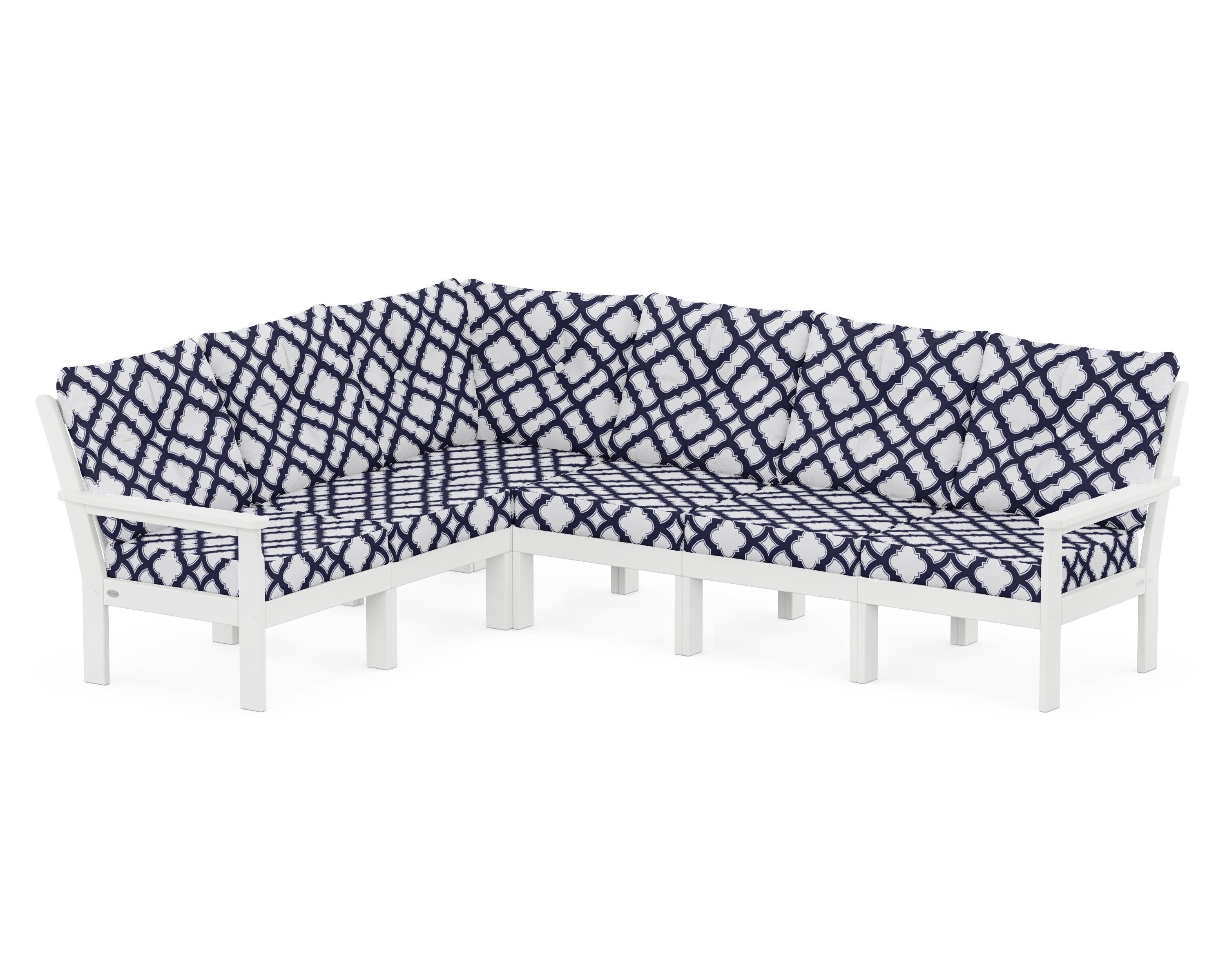 Vineyard 6-Piece Sectional in White / Trellis Navy