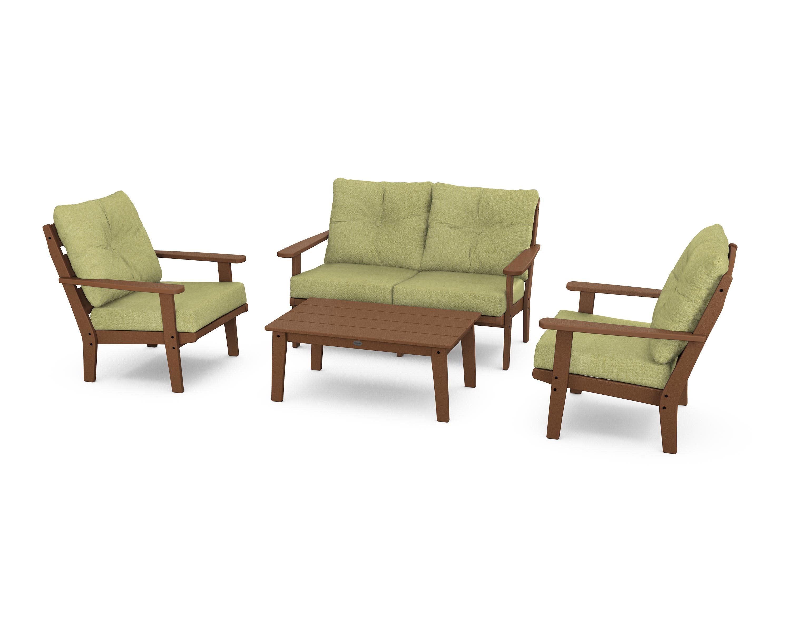 Lakeside 4-Piece Deep Seating Set in Teak / Chartreuse Boucle