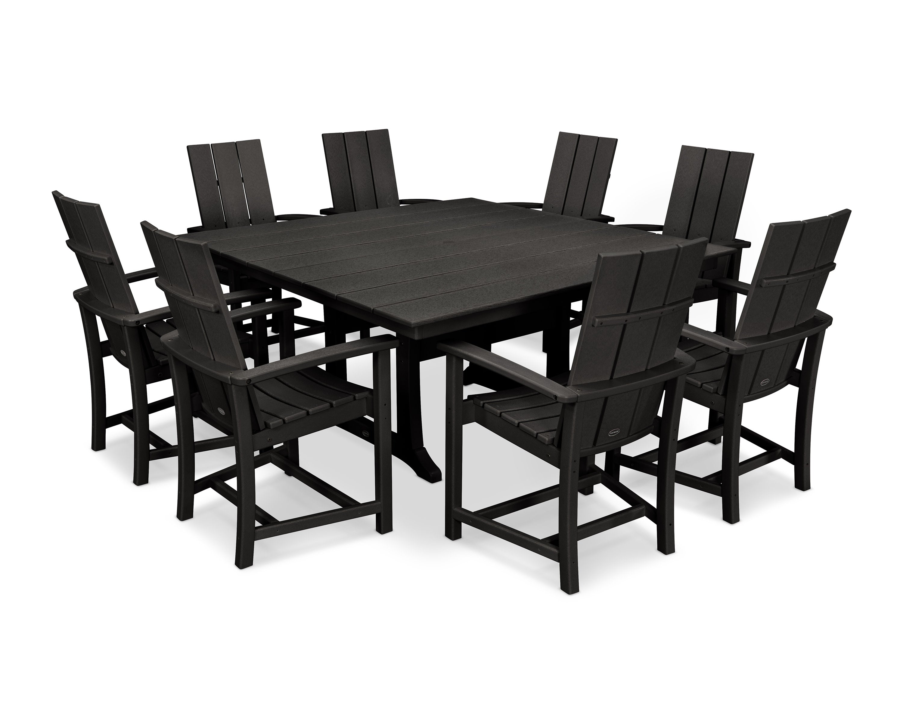 Modern Adirondack 9-Piece Farmhouse Trestle Dining Set in Black
