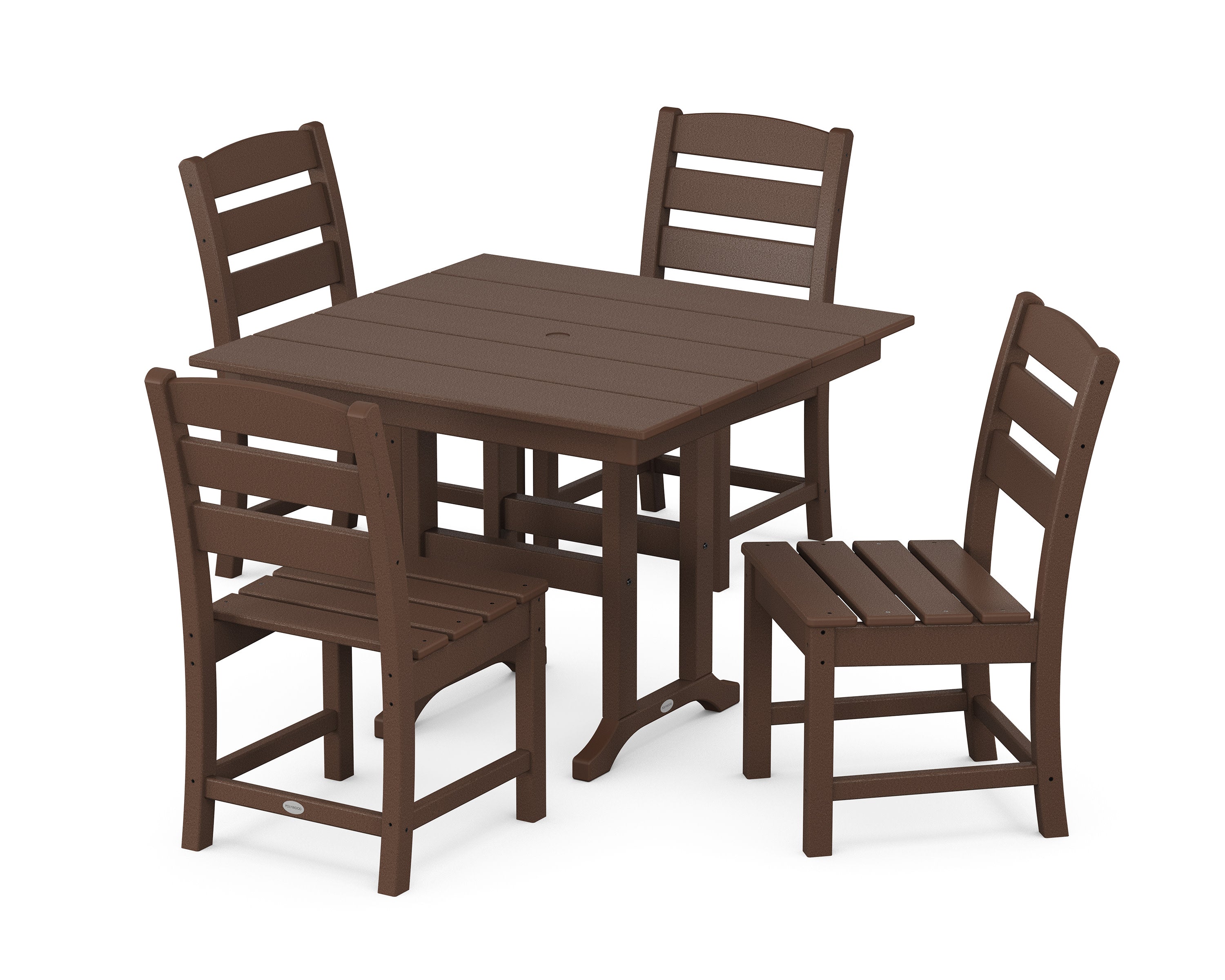 Lakeside Side Chair 5-Piece Farmhouse Dining Set in Mahogany
