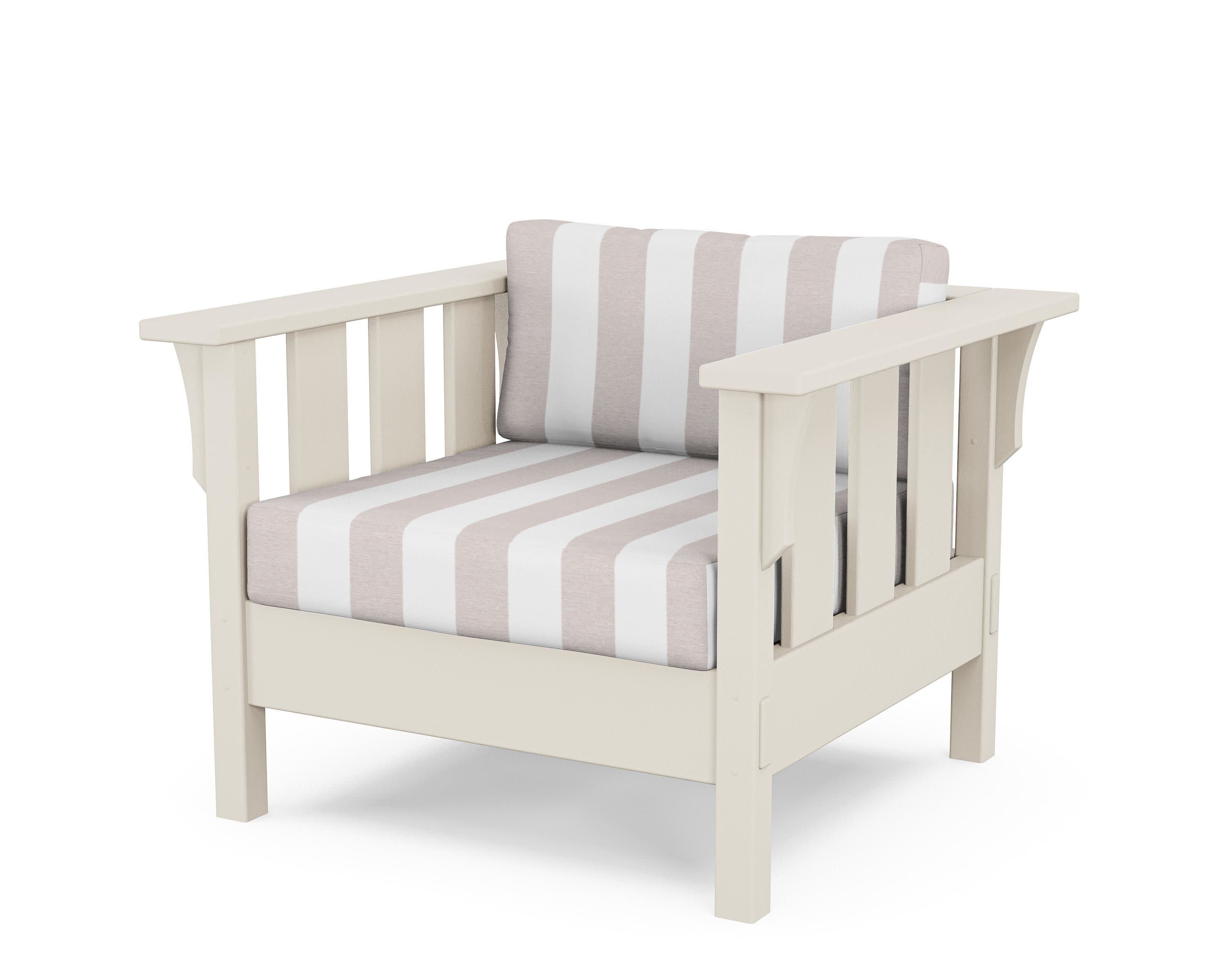 Acadia Deep Seating Chair in Sand / Cabana Stripe Dune Burlap