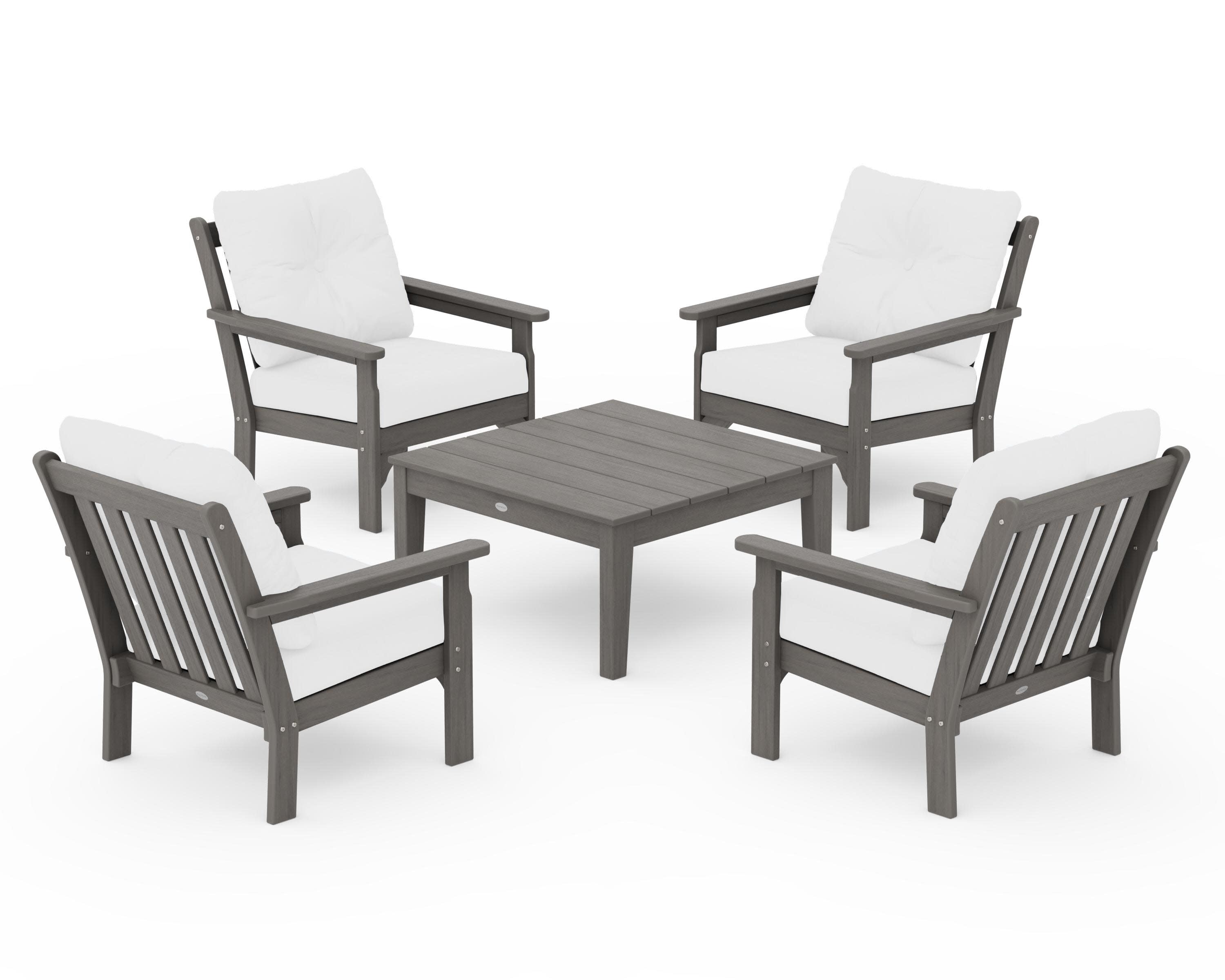 Vineyard 5-Piece Deep Seating Conversation Set in Driftwood / Natural