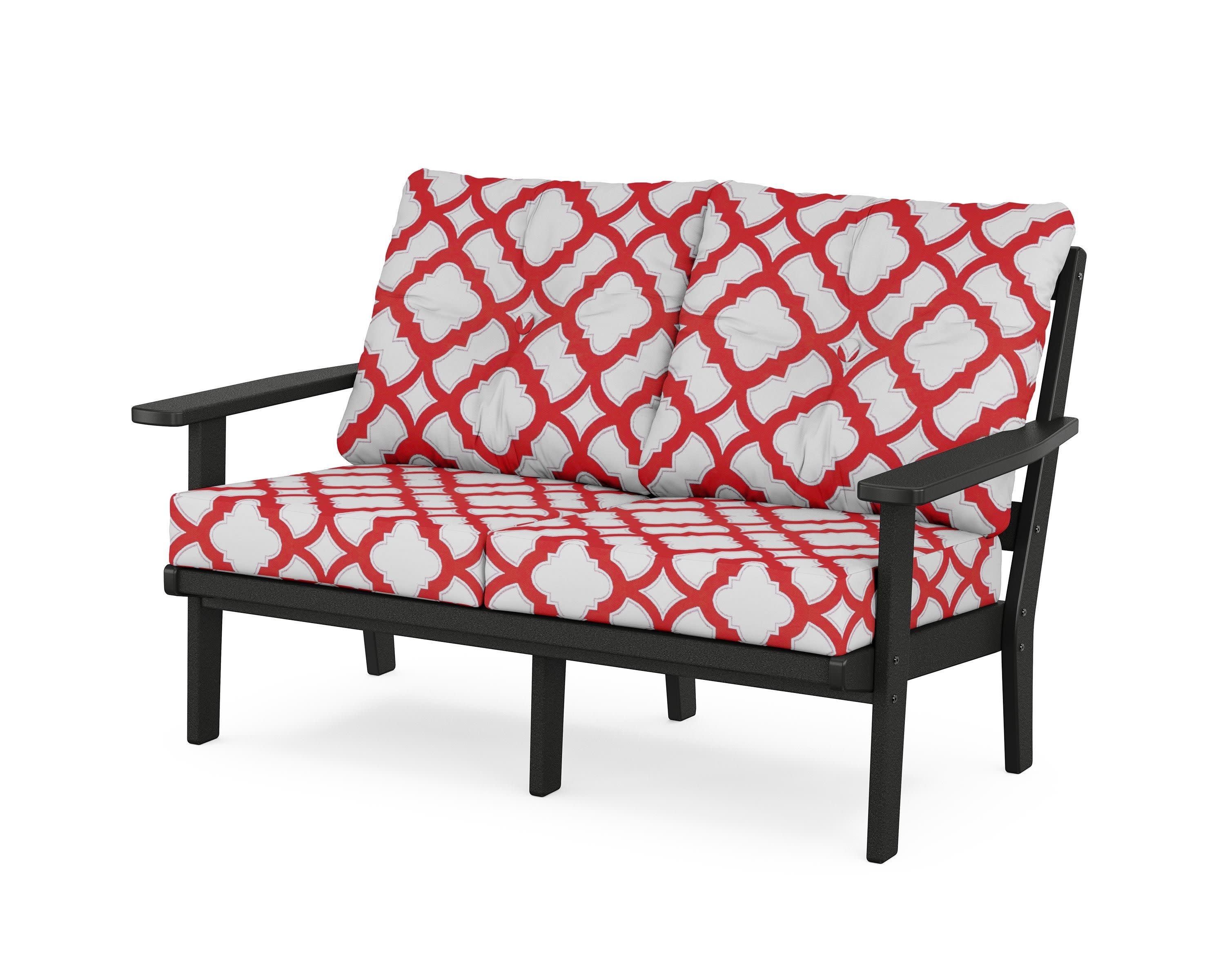 Oxford Deep SeatingLoveseat in Black / Trellis Crimson