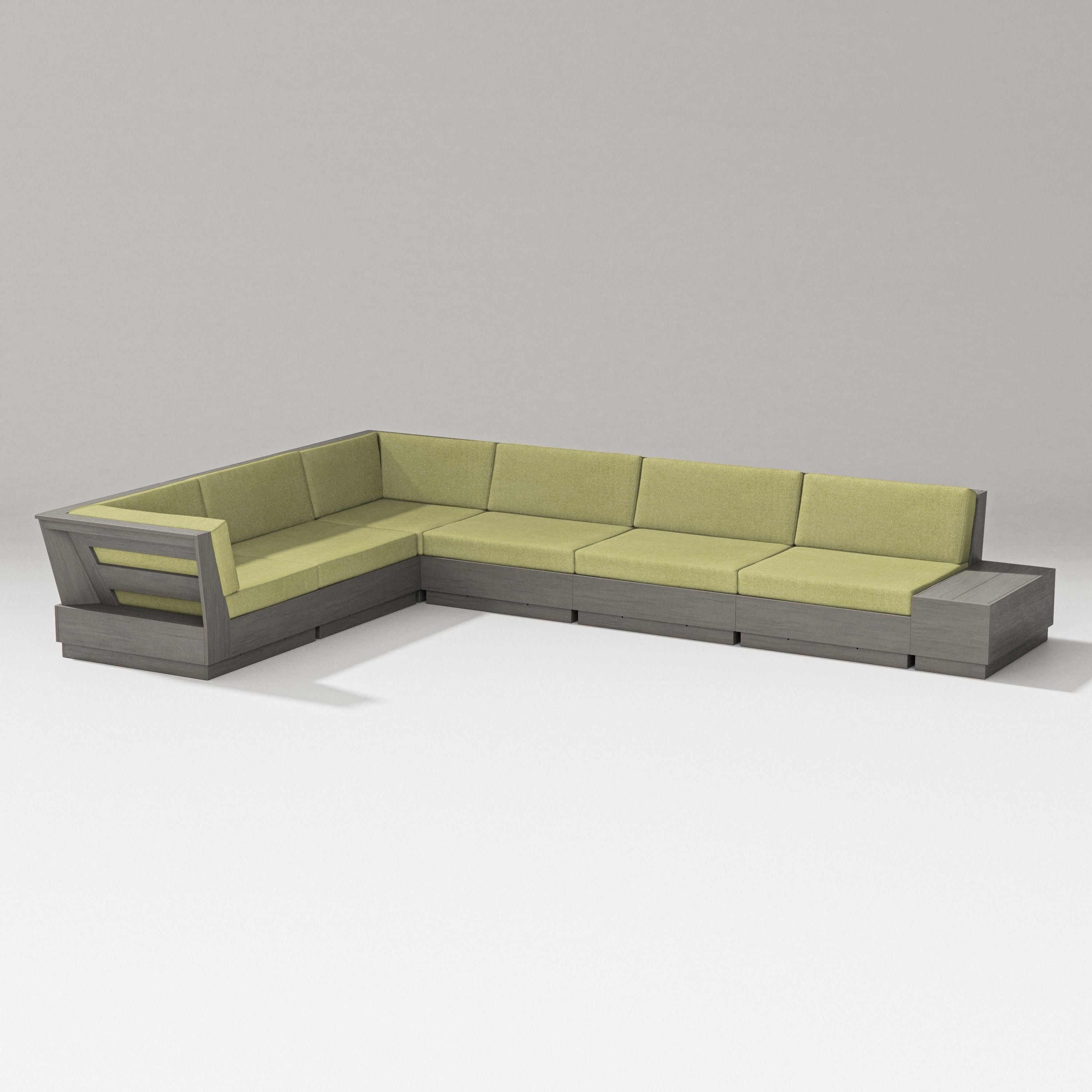 Elevate 7-Piece Corner Sectional in Driftwood / Chartreuse Boucle