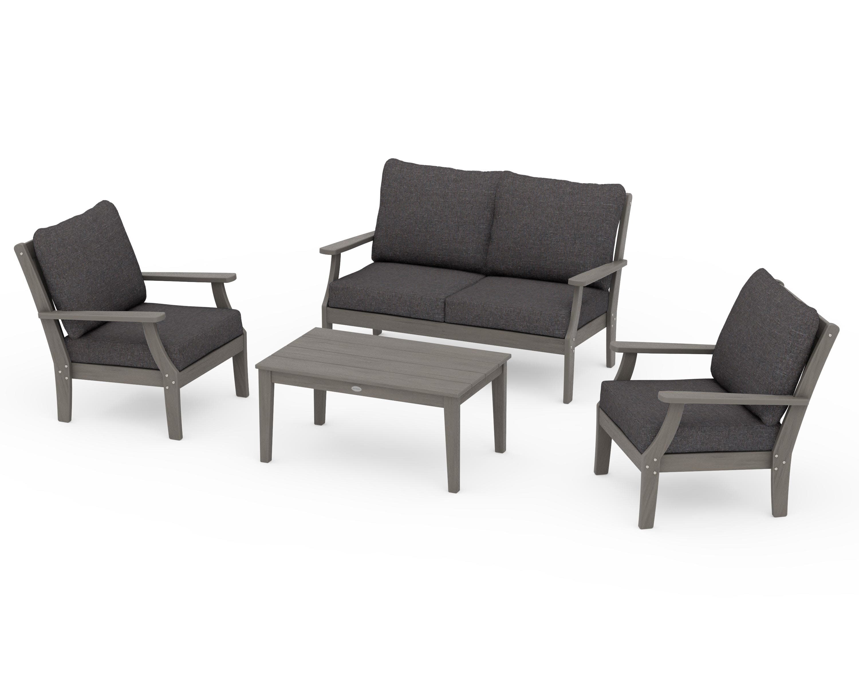 Braxton 4-Piece Deep Seating Chair Set in Driftwood / Ash Charcoal