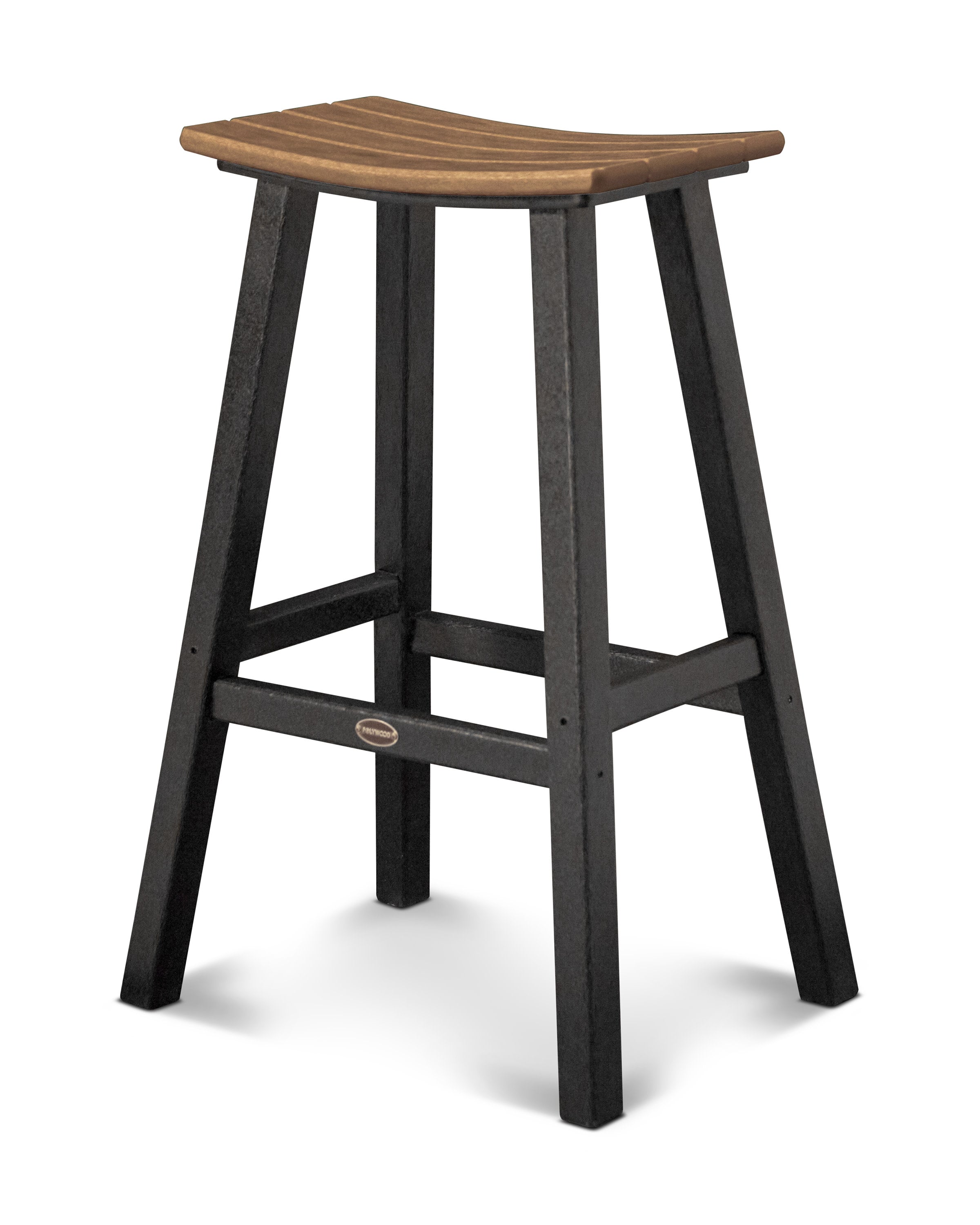 Contempo 30" Saddle Bar Stool in Black / Teak