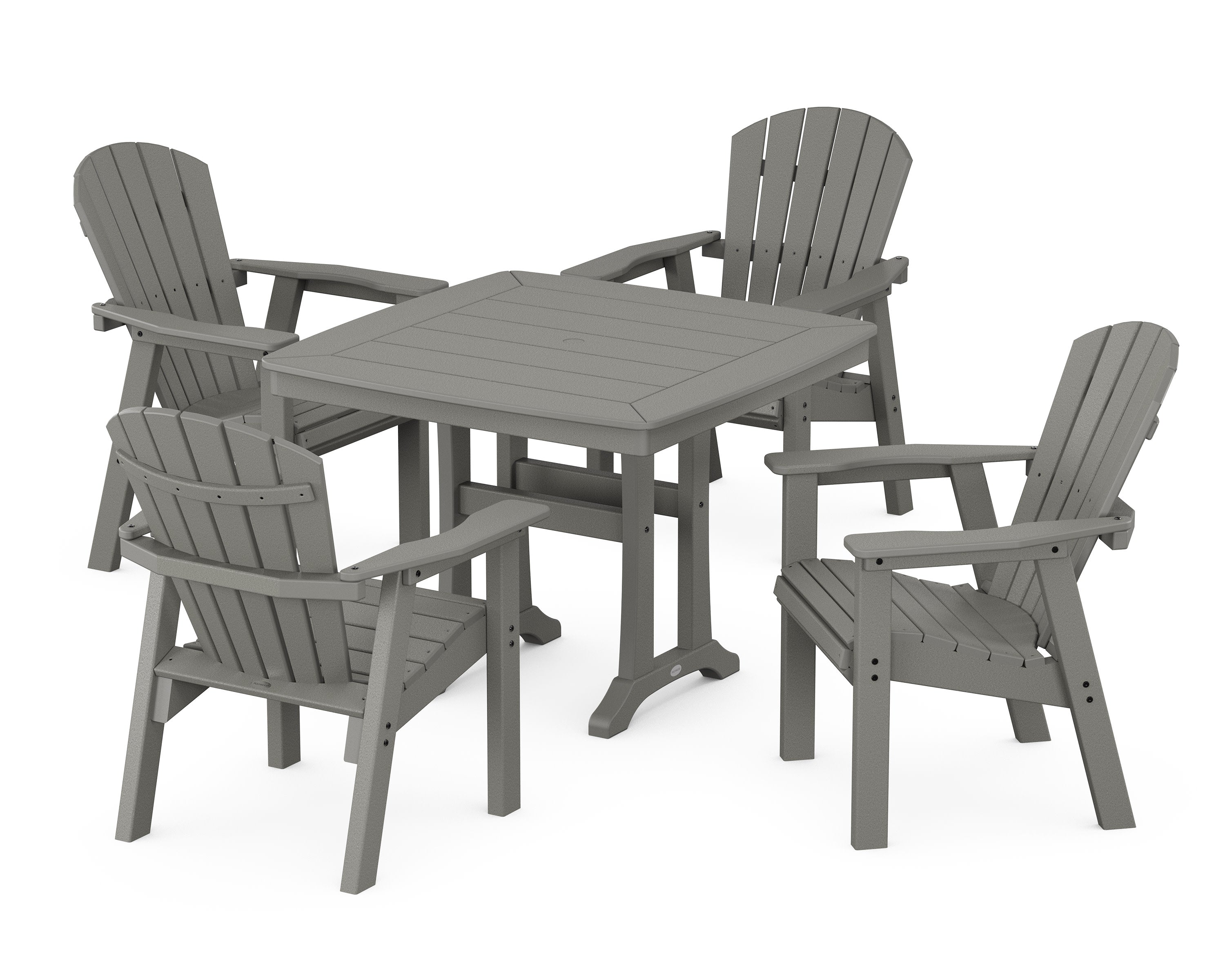 Seashell 5-Piece Dining Set with Trestle Legs in Slate Grey