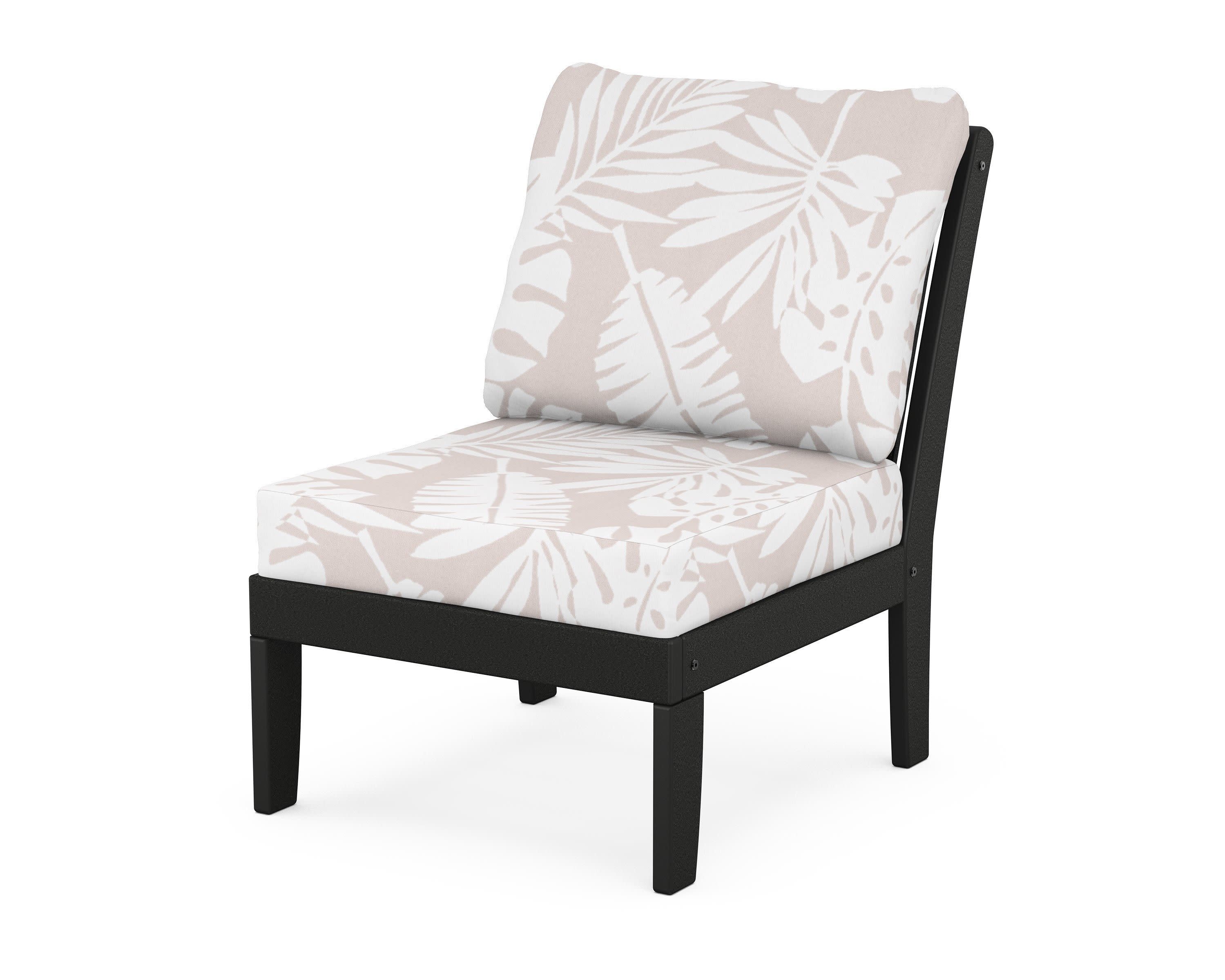 Braxton Modular Armless Chair in Black / Leaf Dune Burlap