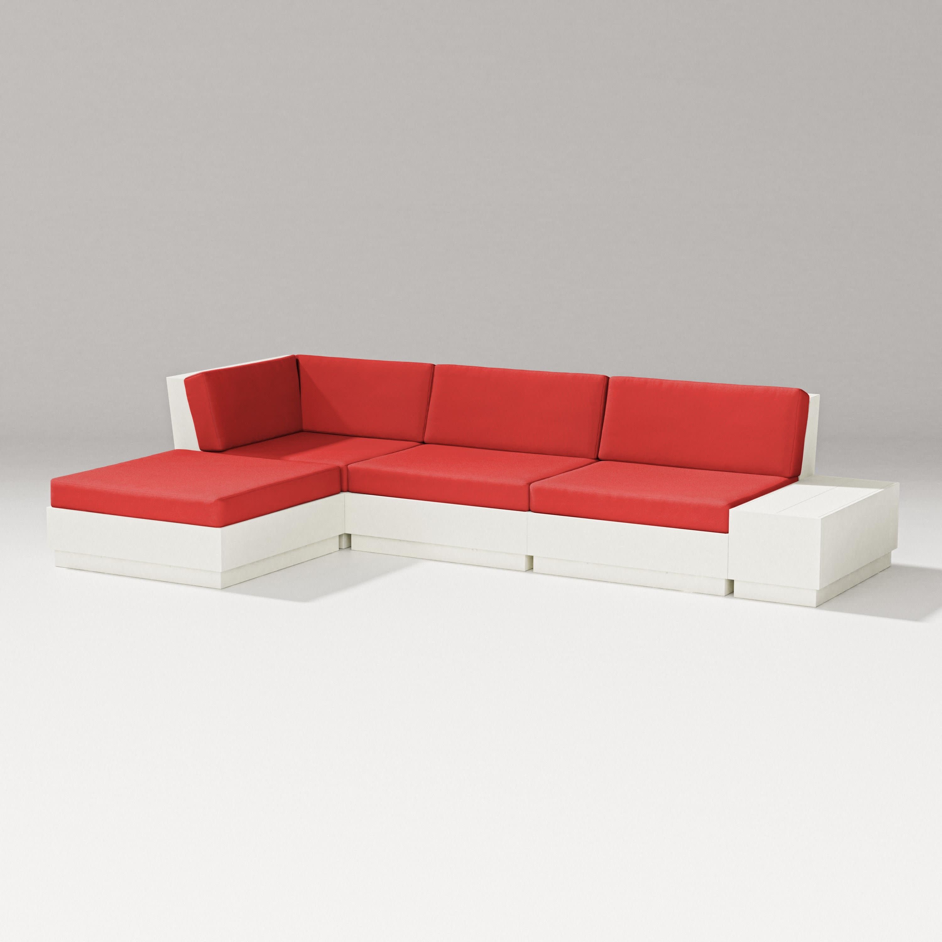 Elevate Chaise Sectional in Vintage White / Crimson Linen
