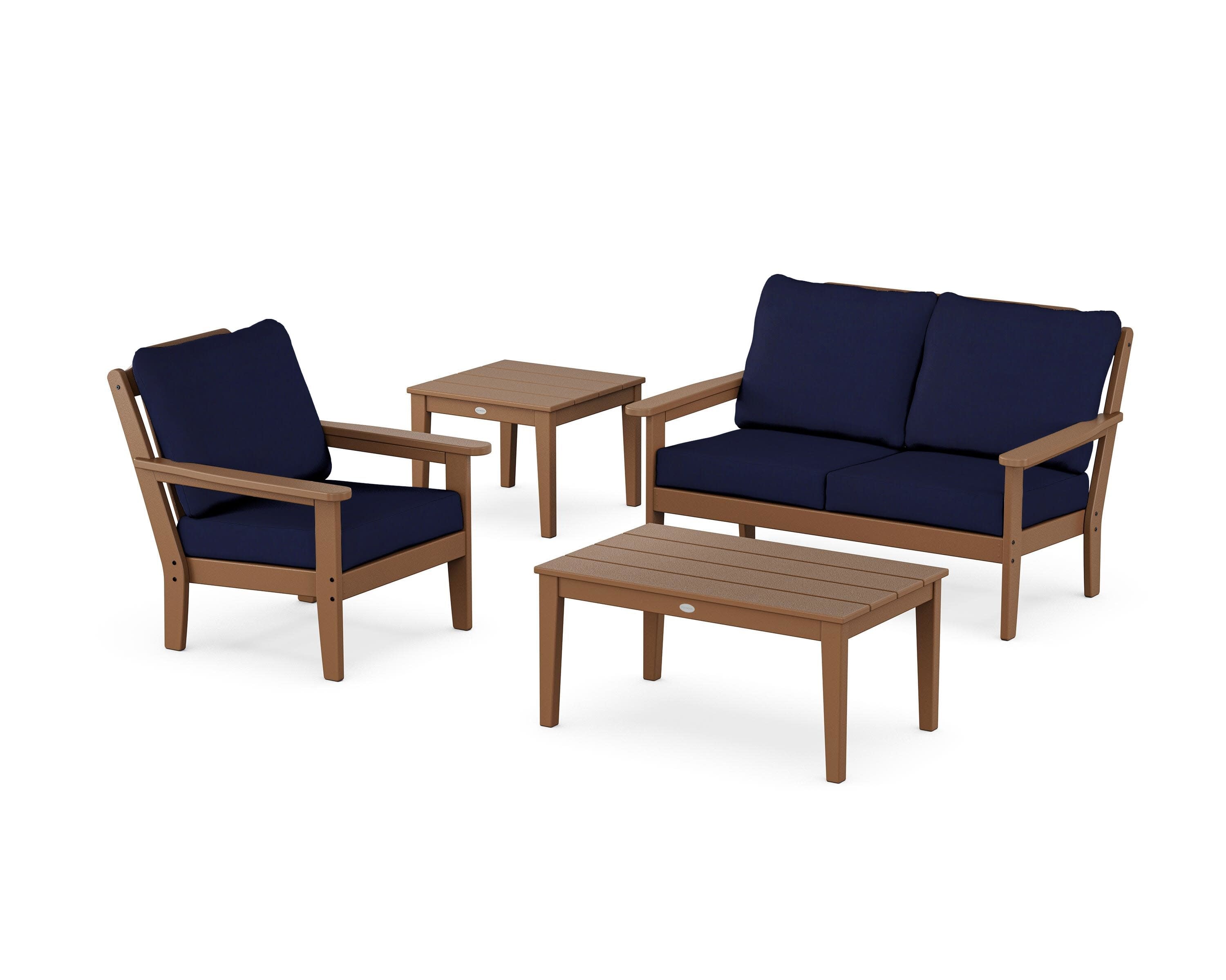Wovendale 4-Piece Deep Seating Set in Teak / Navy