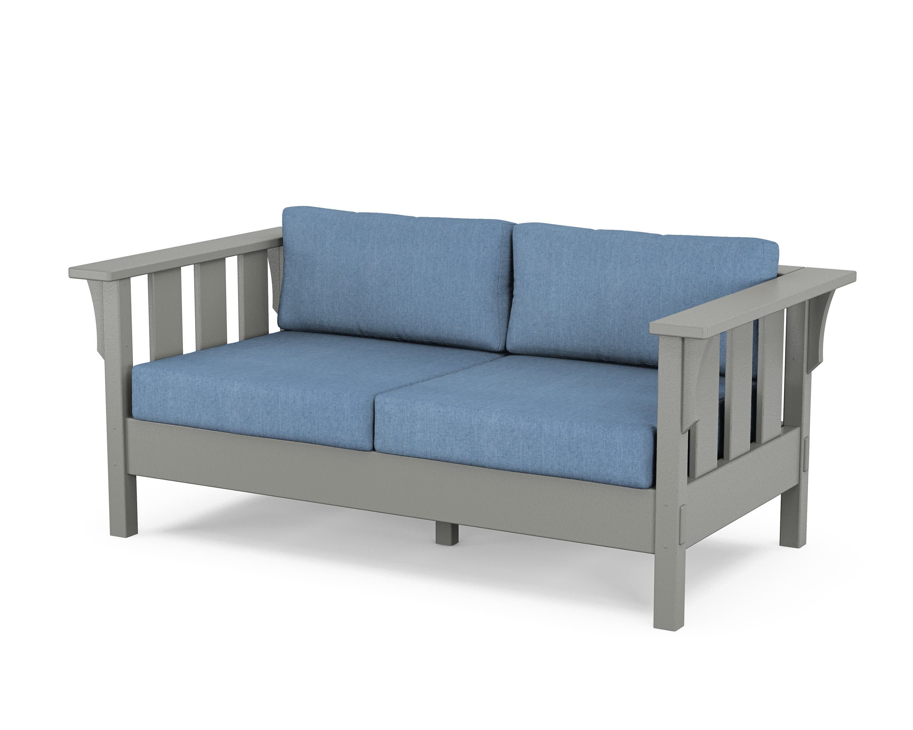 Acadia Deep Seating Loveseat in Slate Grey / Sky Blue