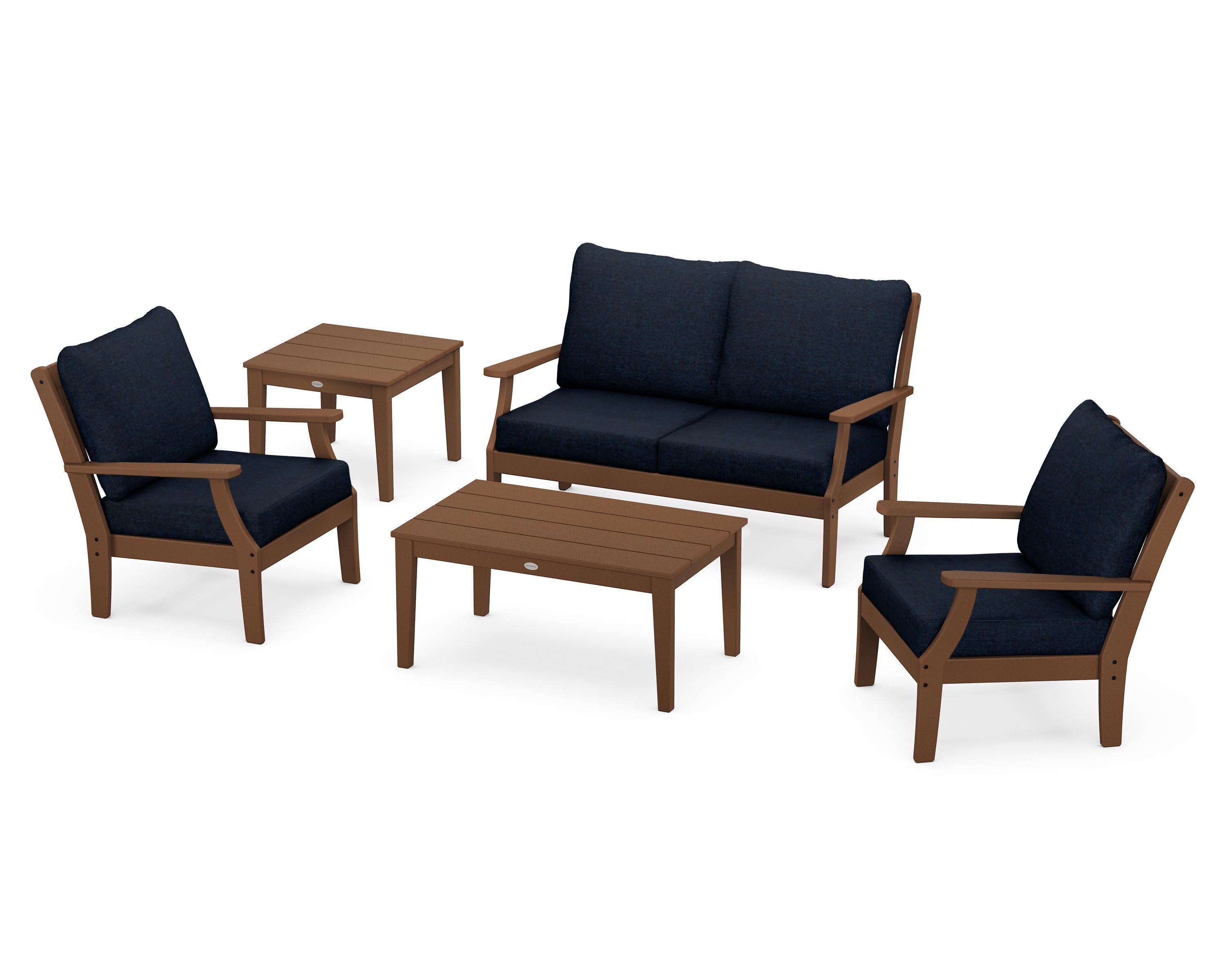Braxton 5-Piece Deep Seating Set in Teak / Marine Indigo