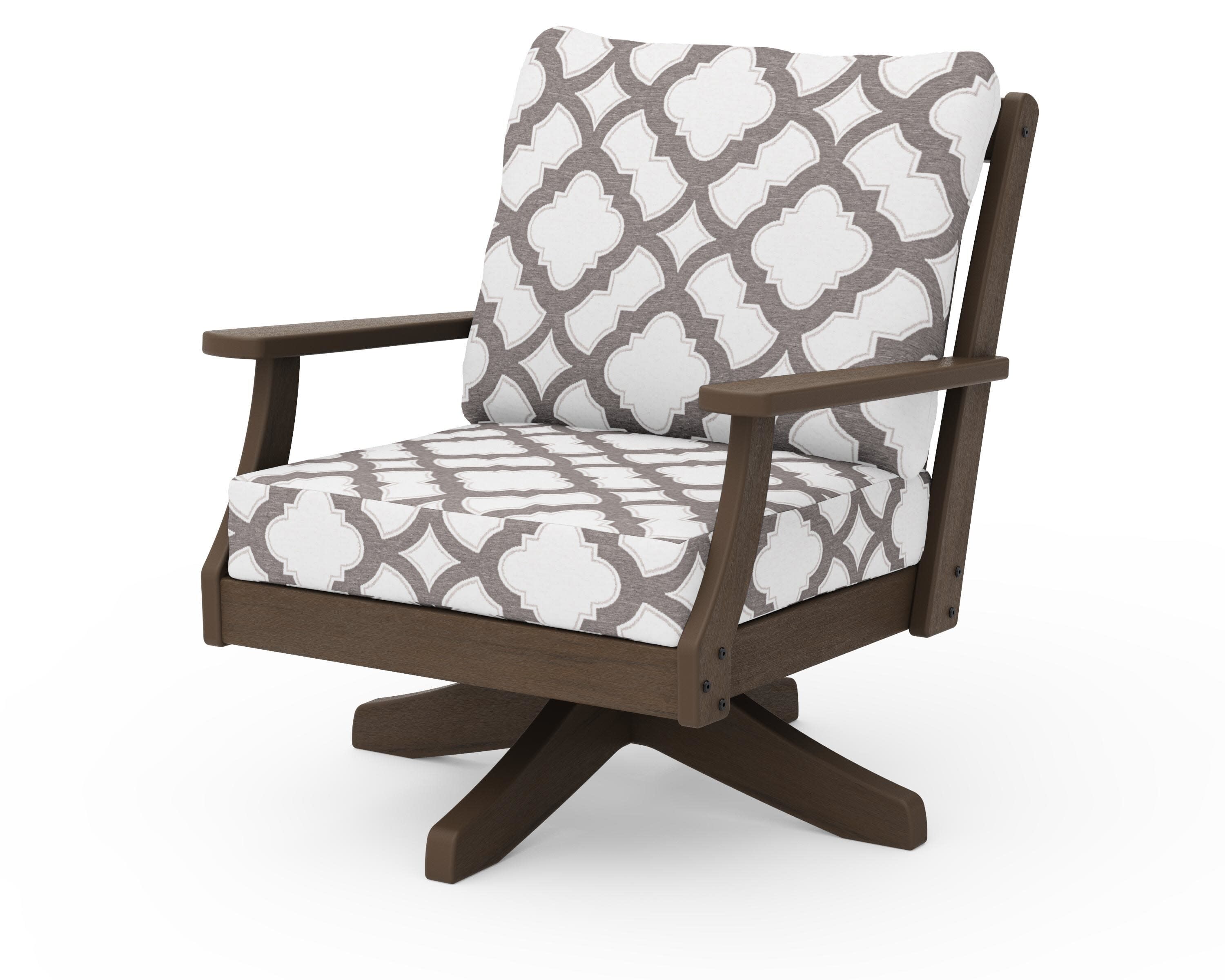 Braxton Deep Seating Swivel Chair in Kona / Trellis Grey Mist