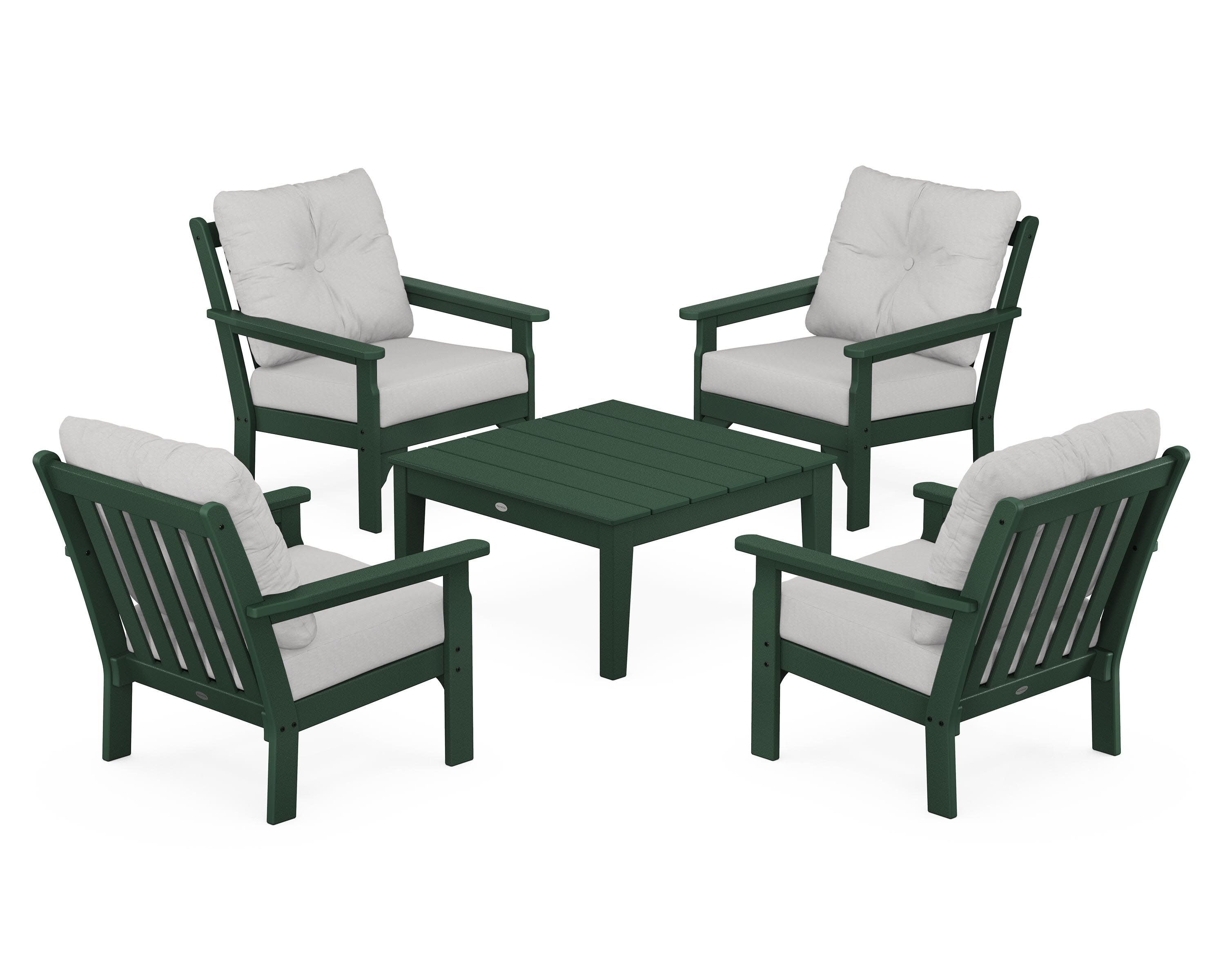 Vineyard 5-Piece Deep Seating Conversation Set in Green / Diamond in the Rough