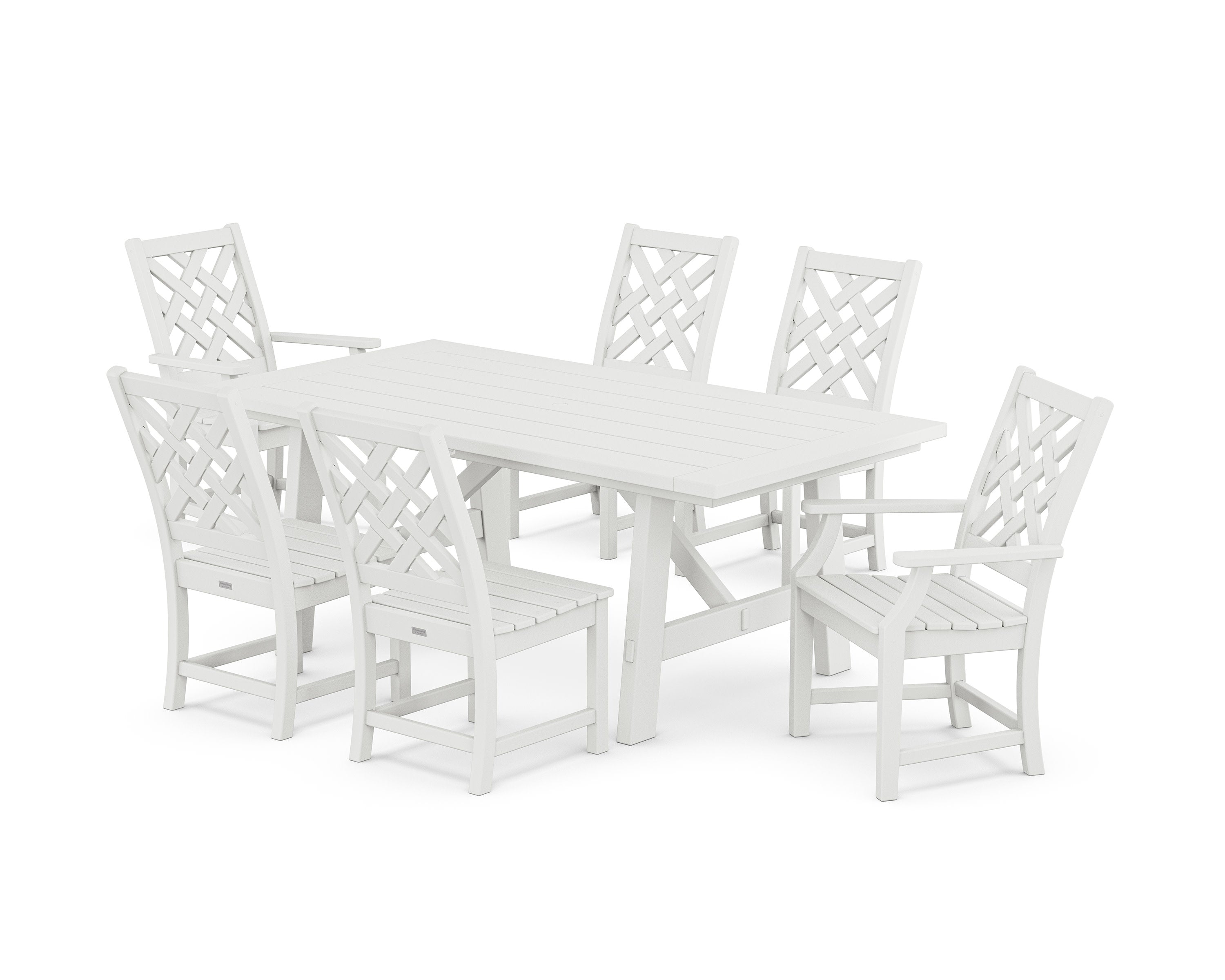 Wovendale 7-Piece Rustic Farmhouse Dining Set in White