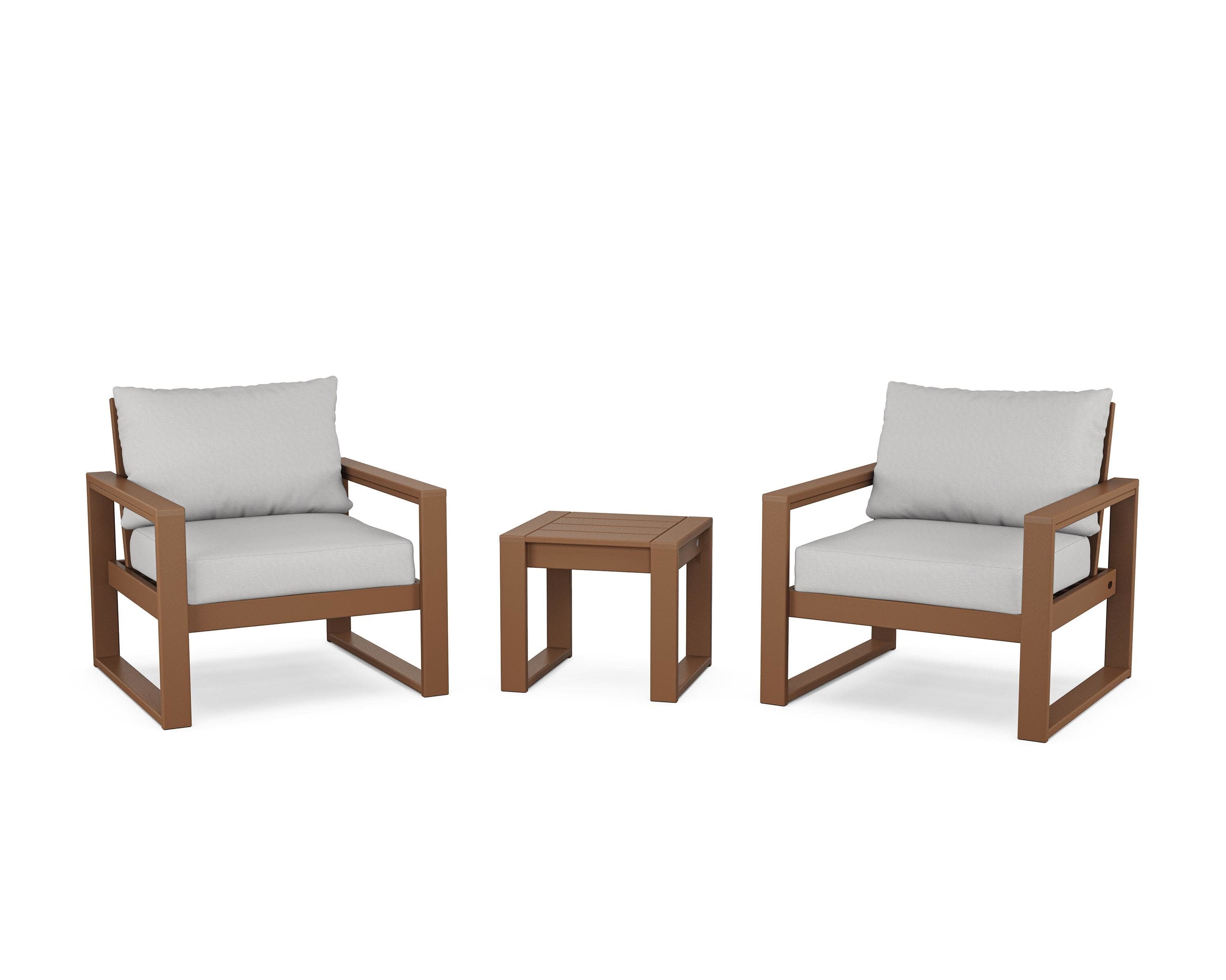 EDGE Sectional 3-Piece Deep Seating Set in Teak / Diamond in the Rough