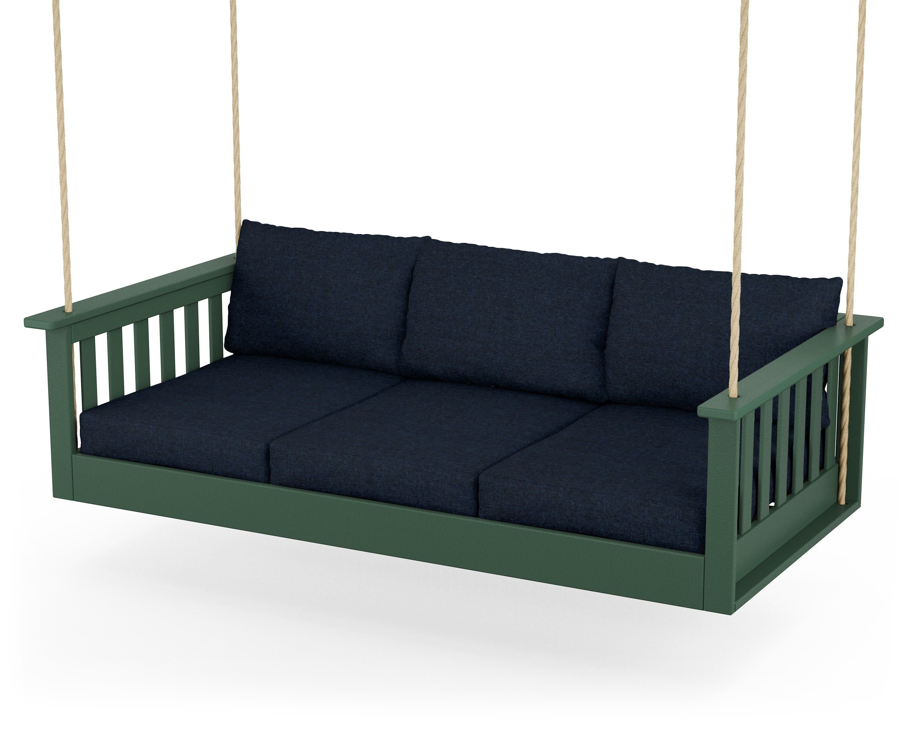 Vineyard Daybed Swing in Green / Marine Indigo