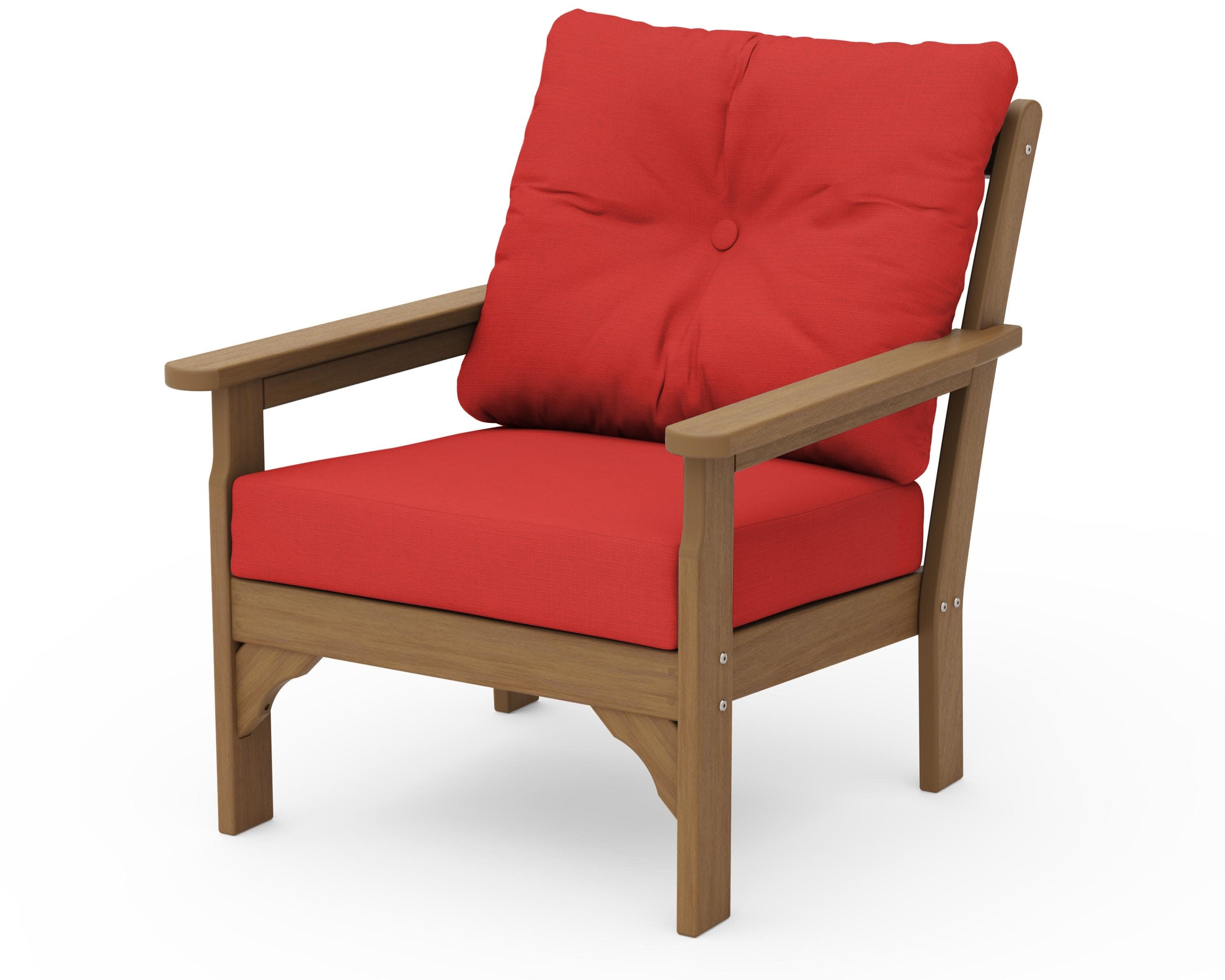 Vineyard Deep Seating Chair in Natural / Crimson Linen