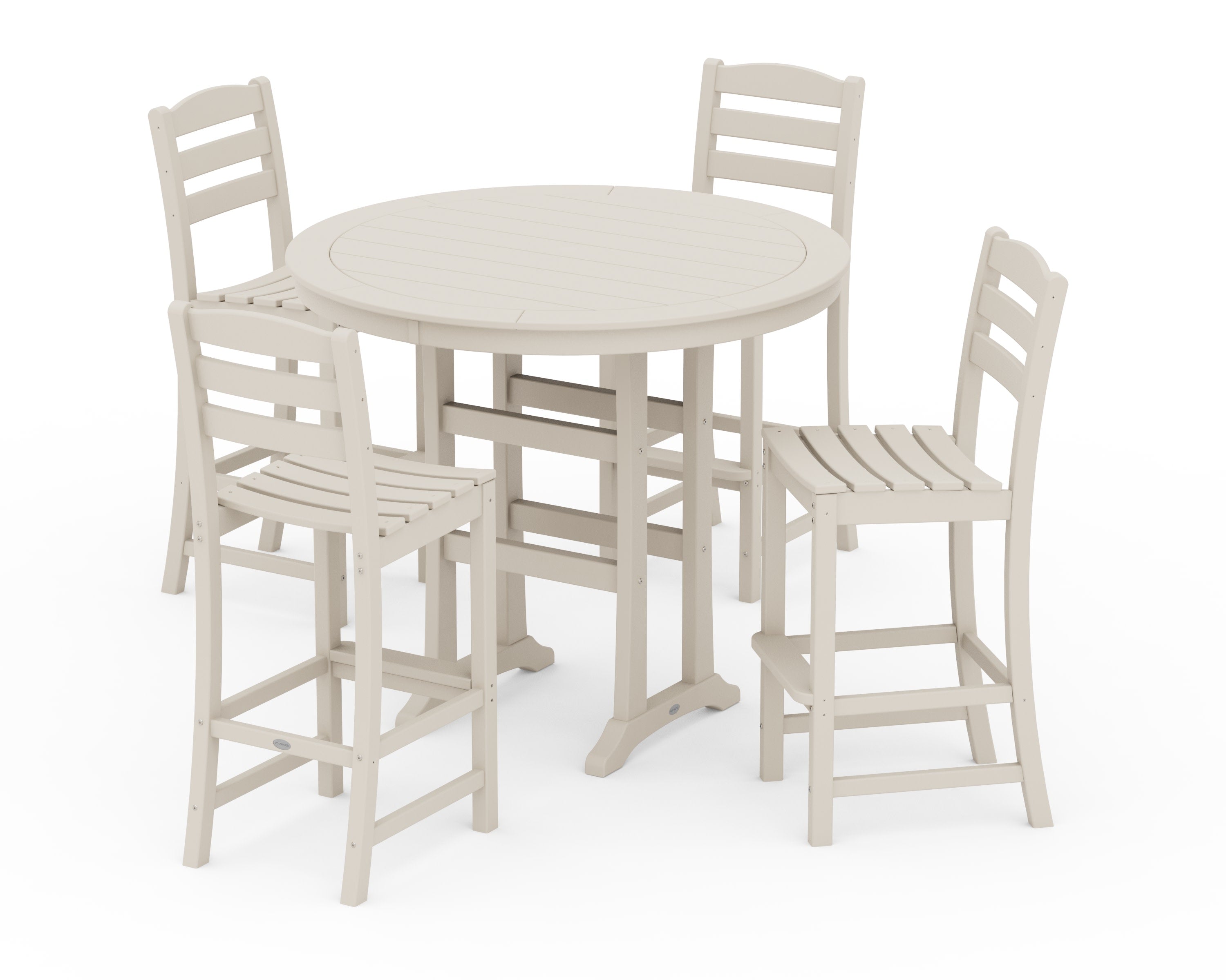 La Casa Caf 5-Piece Side Chair Bar Dining Set in Sand