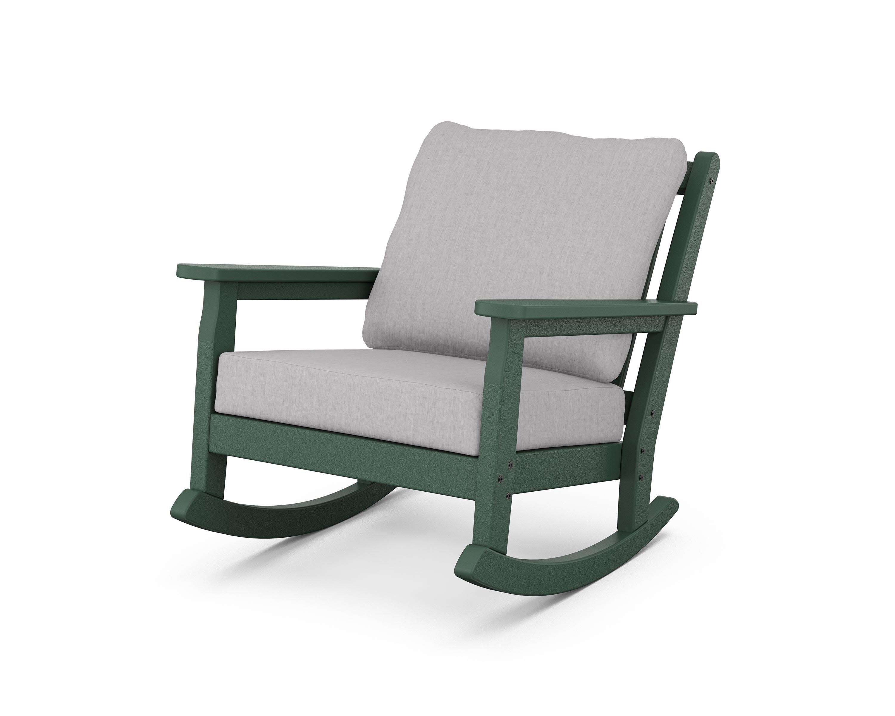 Chippendale Deep Seating Rocking Chair in Green / Granite