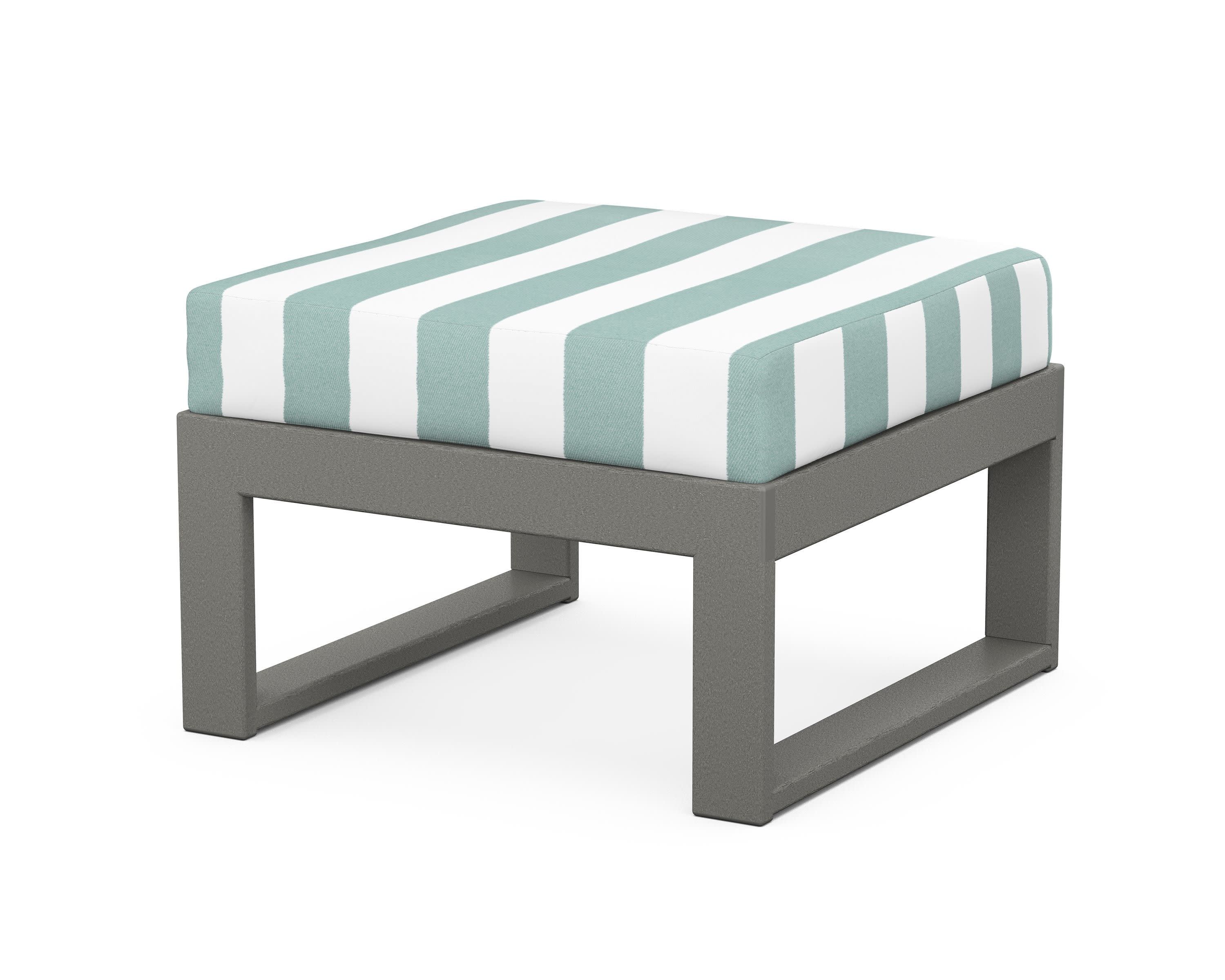 Modular Ottoman - Modern in Slate Grey / Cabana Stripe Glacier Spa