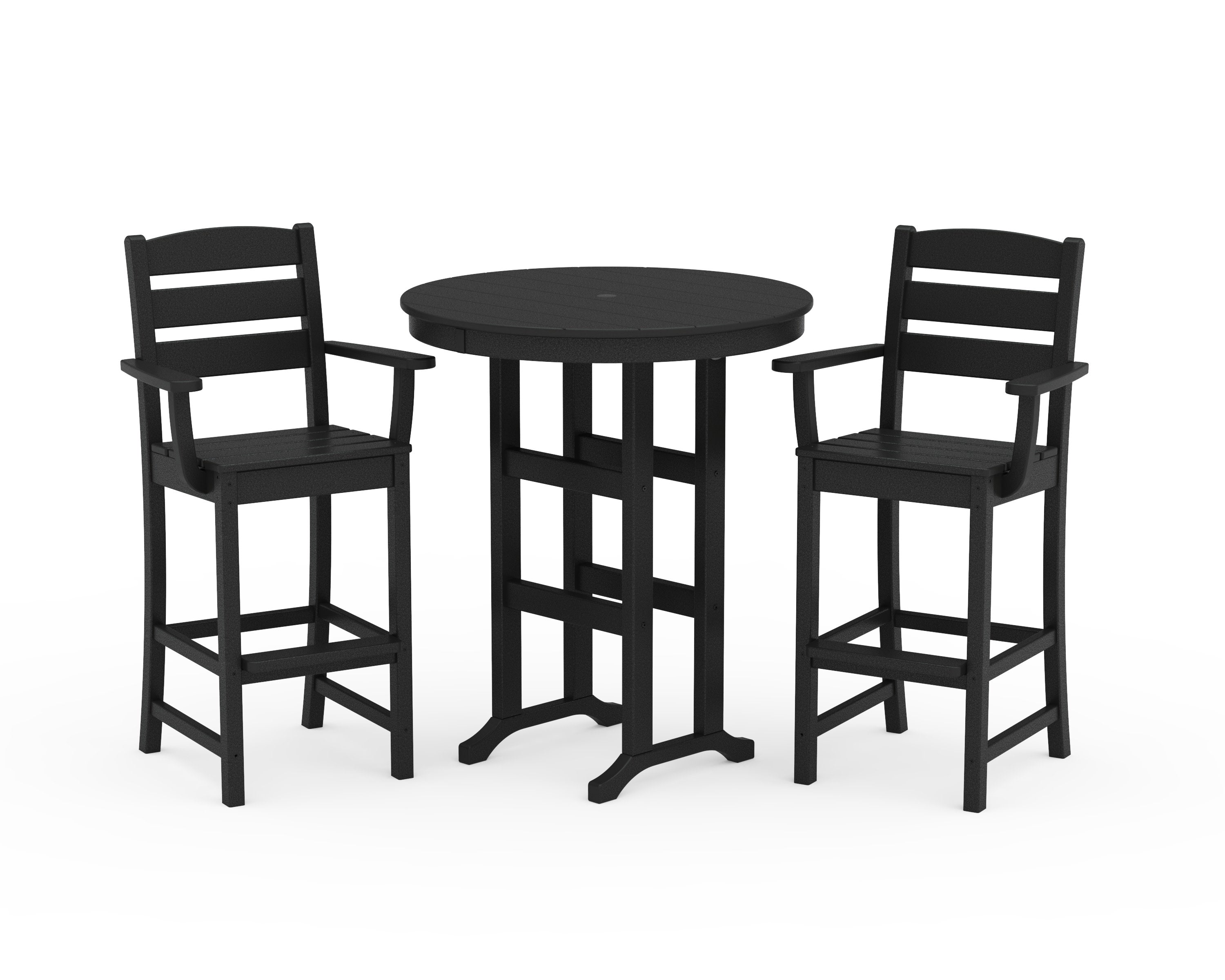 Lakeside 3-Piece Round Bar Arm Chair Set in Black