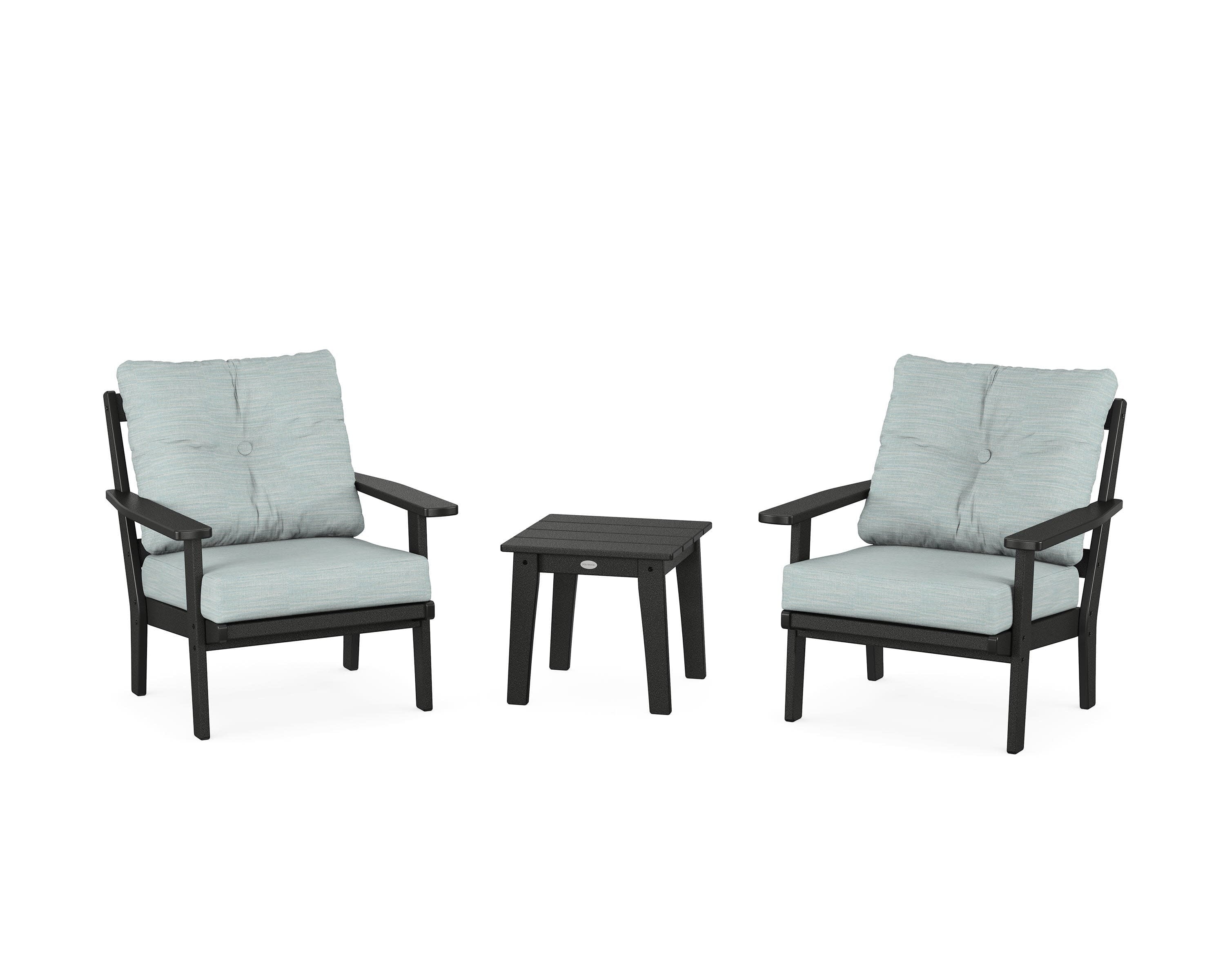 Oxford 3-Piece Deep Seating Set in Black / Soothe Mist