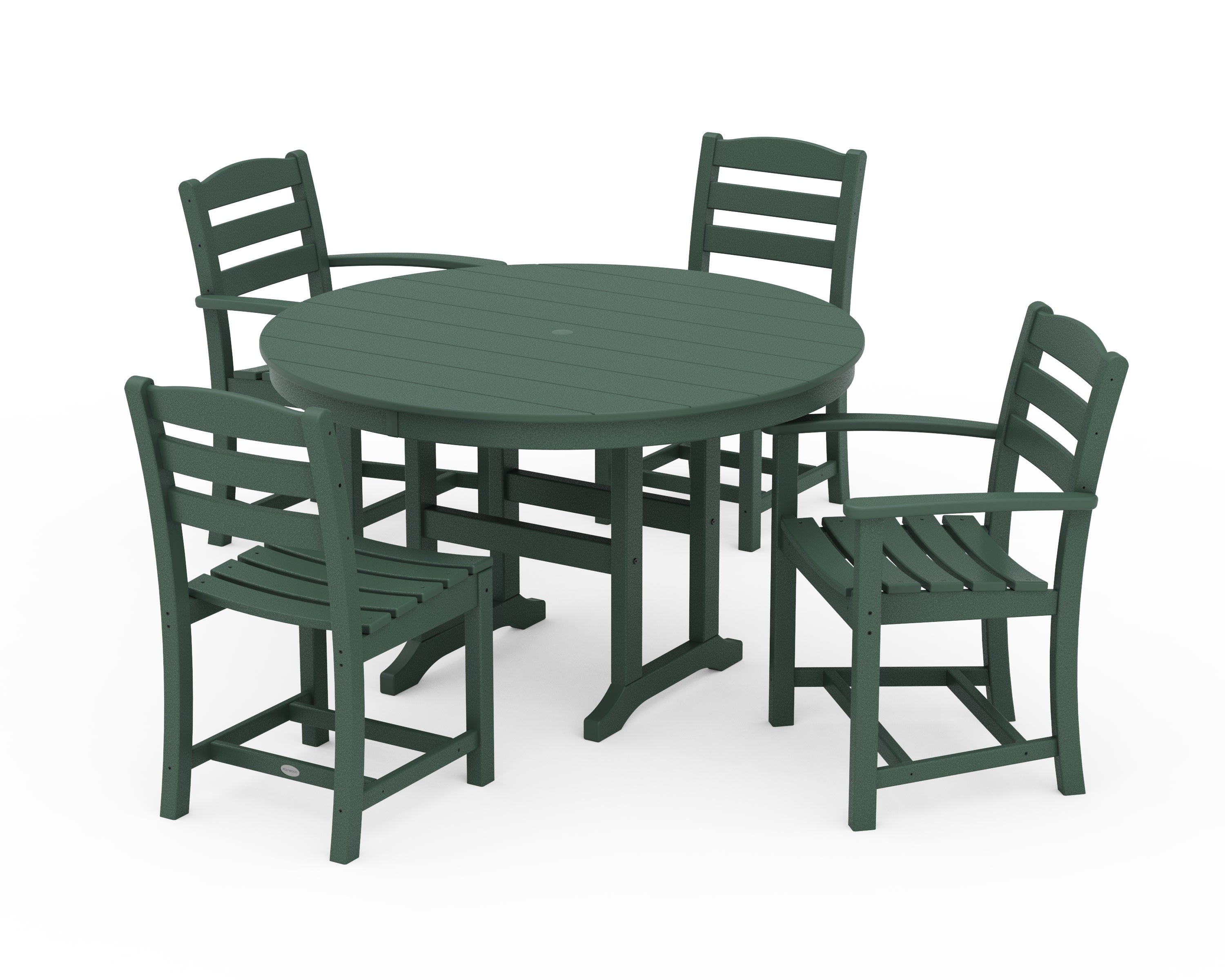 La Casa Caf 5-Piece Round Farmhouse Dining Set in Green