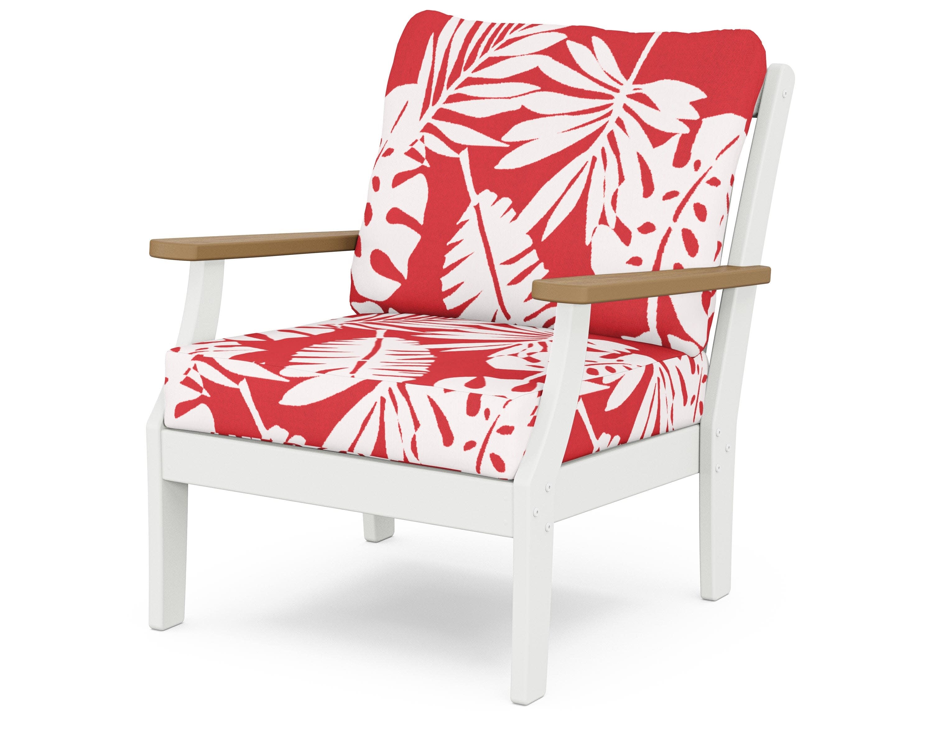 Braxton Deep Seating Chair in White / Natural / Leaf Crimson