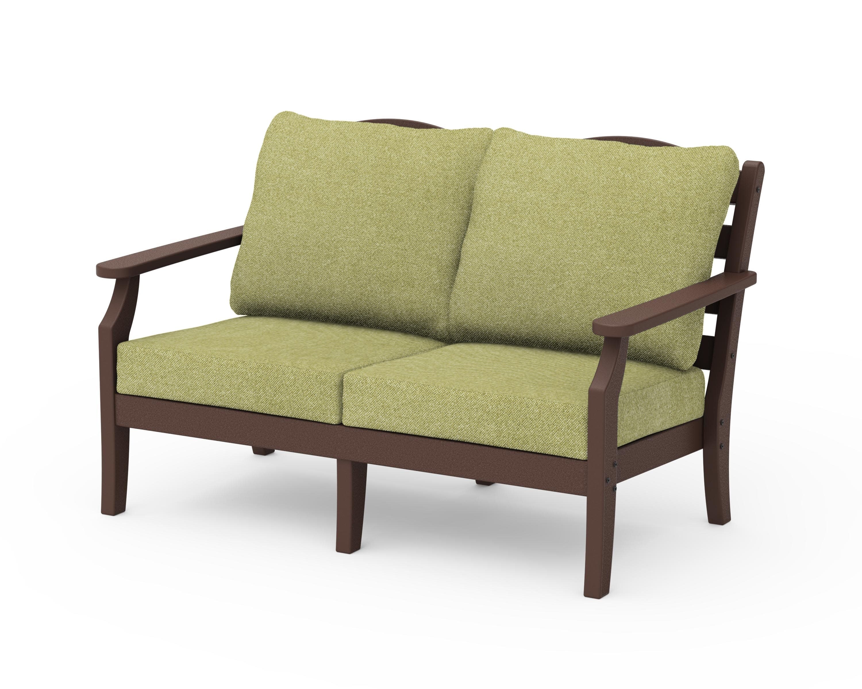 Savannah Deep Seating Loveseat in Mahogany / Chartreuse Boucle