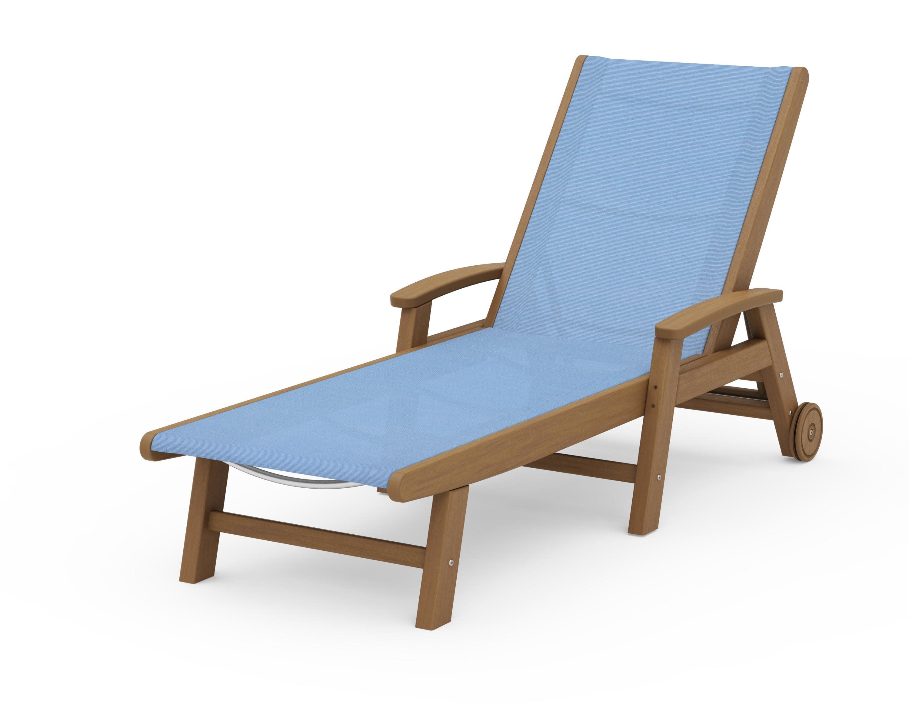 Coastal Chaise with Wheels in Natural / Poolside Sling