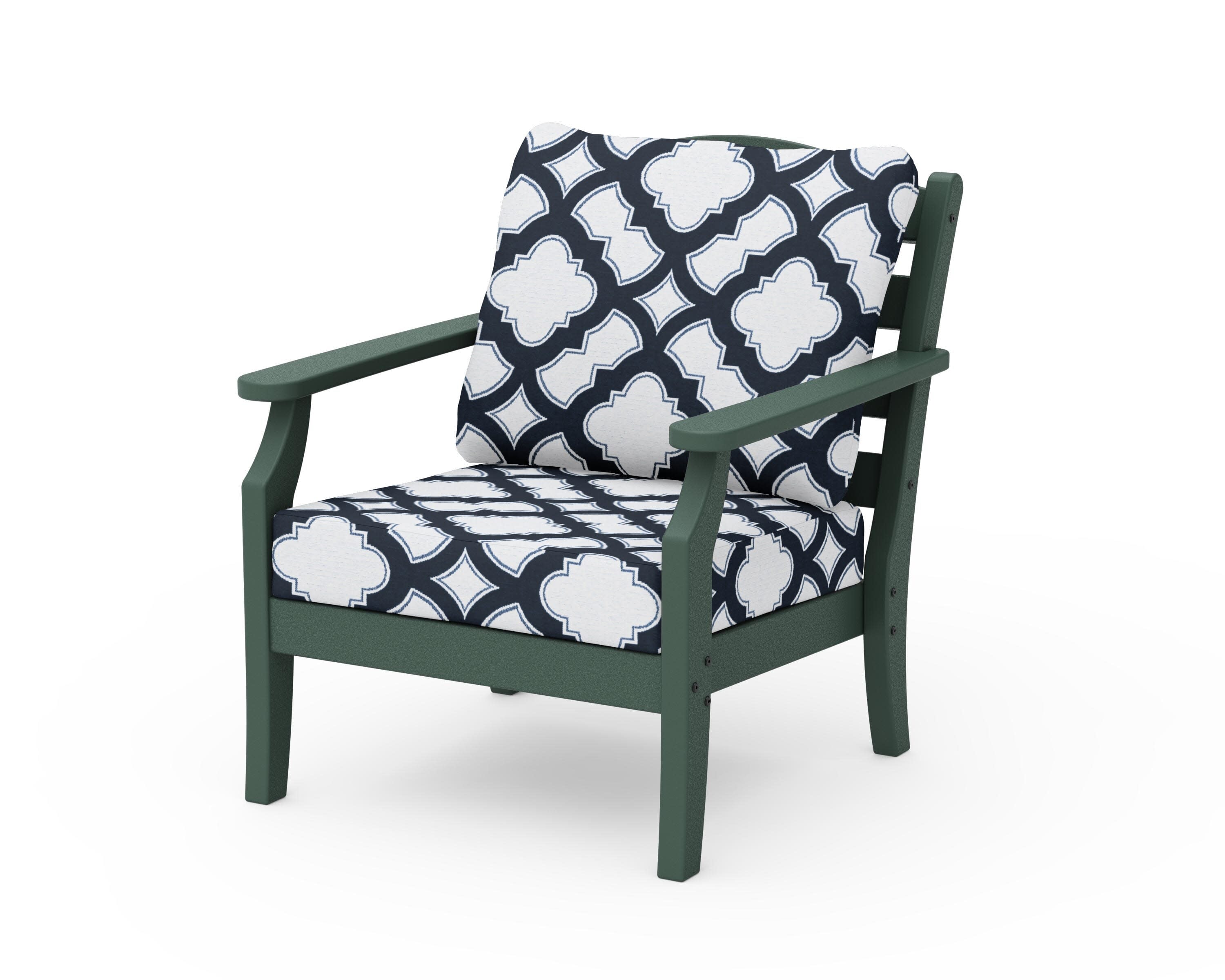 Savannah Deep Seating Chair in Green / Trellis Marine Indigo