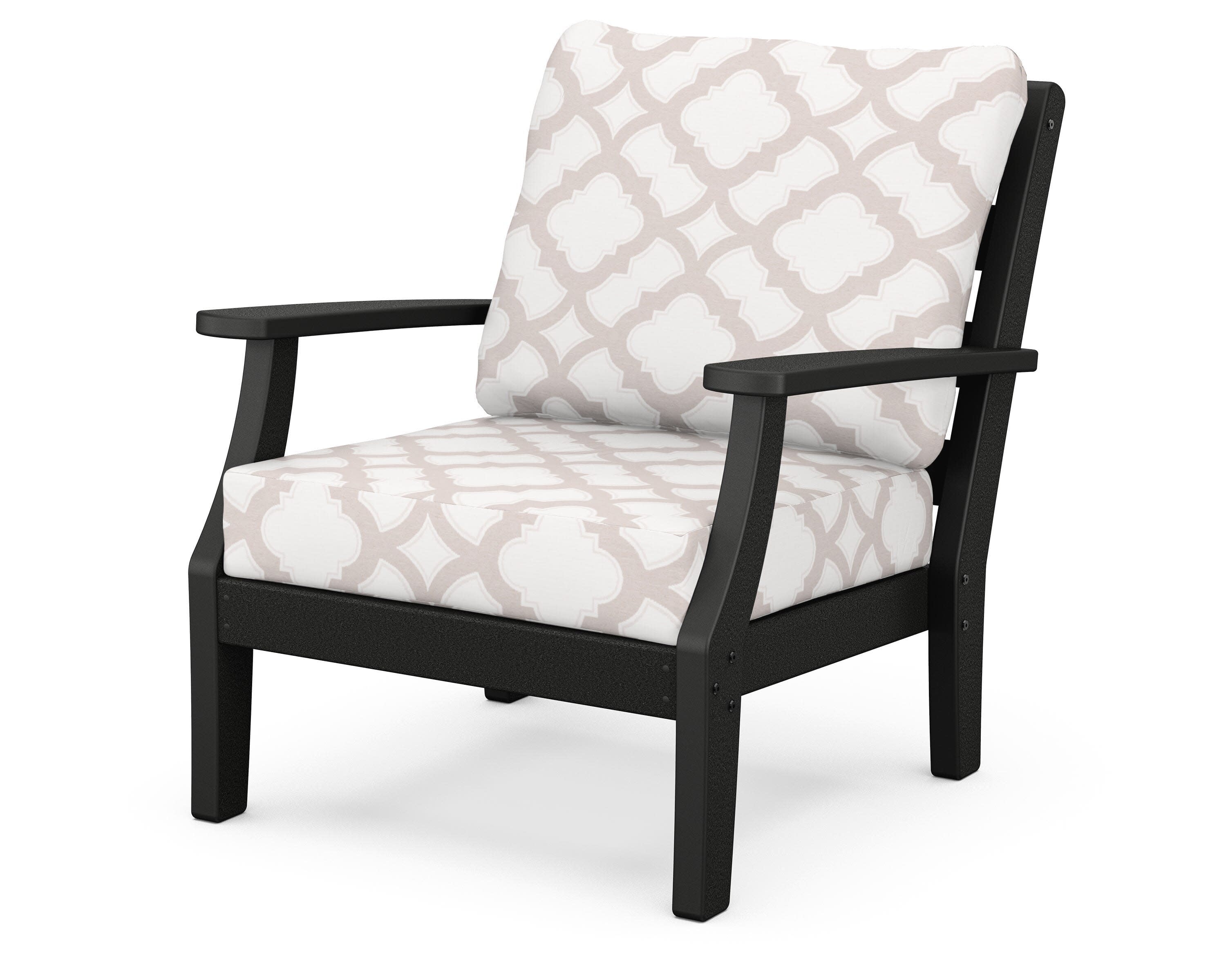 Chesapeake Deep Seating Chair in Black / Trellis Dune Burlap