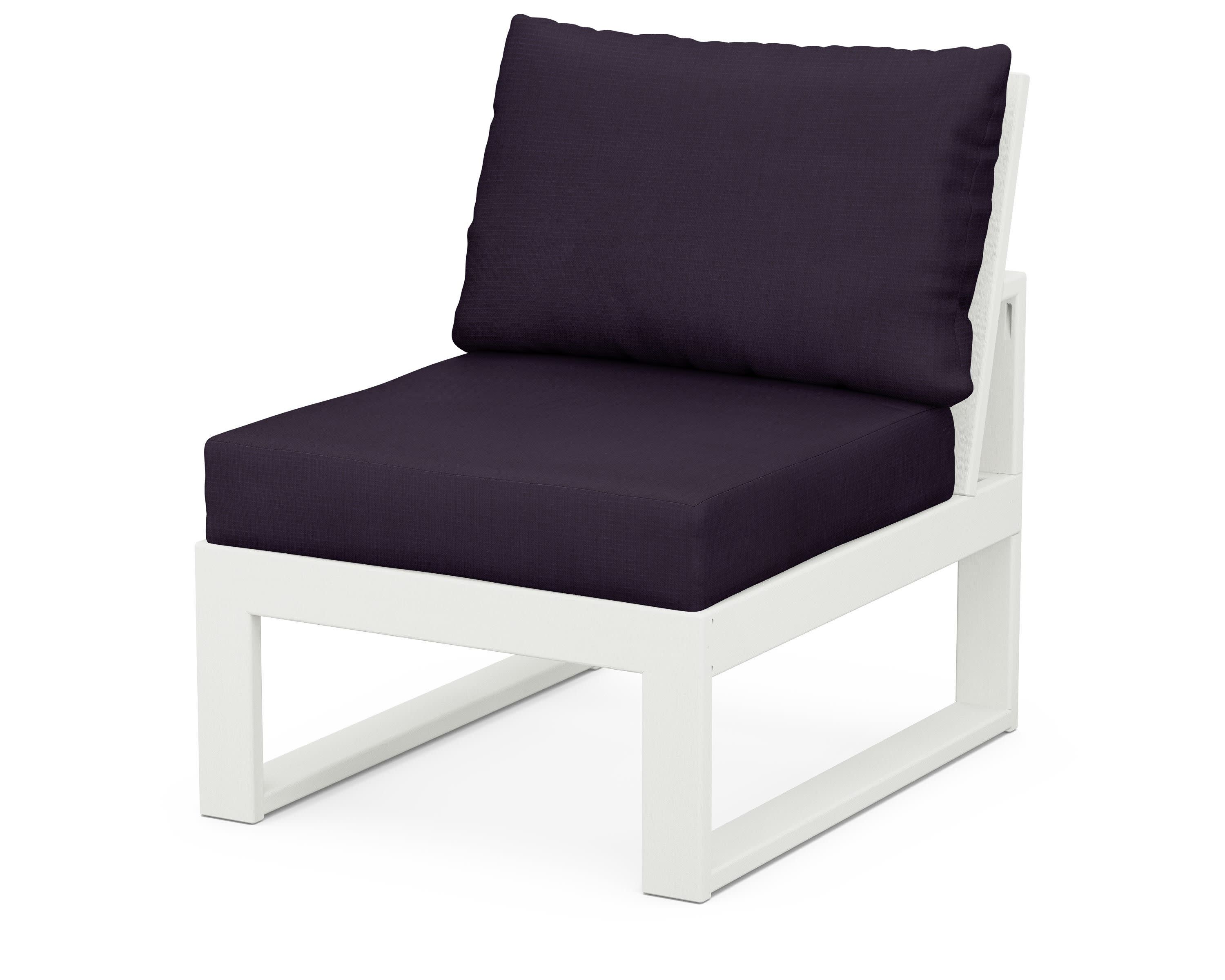Modular Armless Chair in Vintage White / Navy Linen