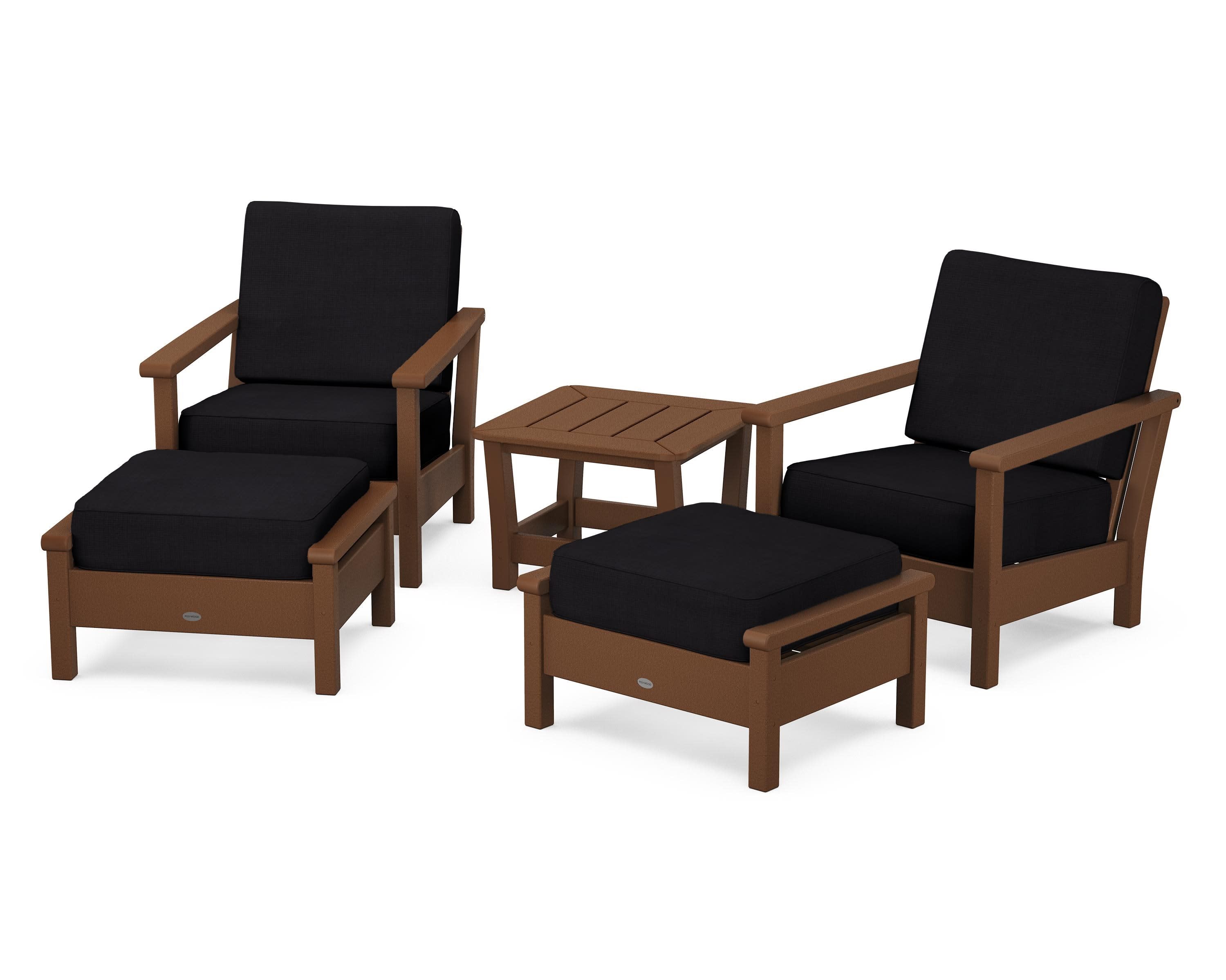 Harbour 5-Piece Deep Seating Chair Set in Teak / Midnight Linen
