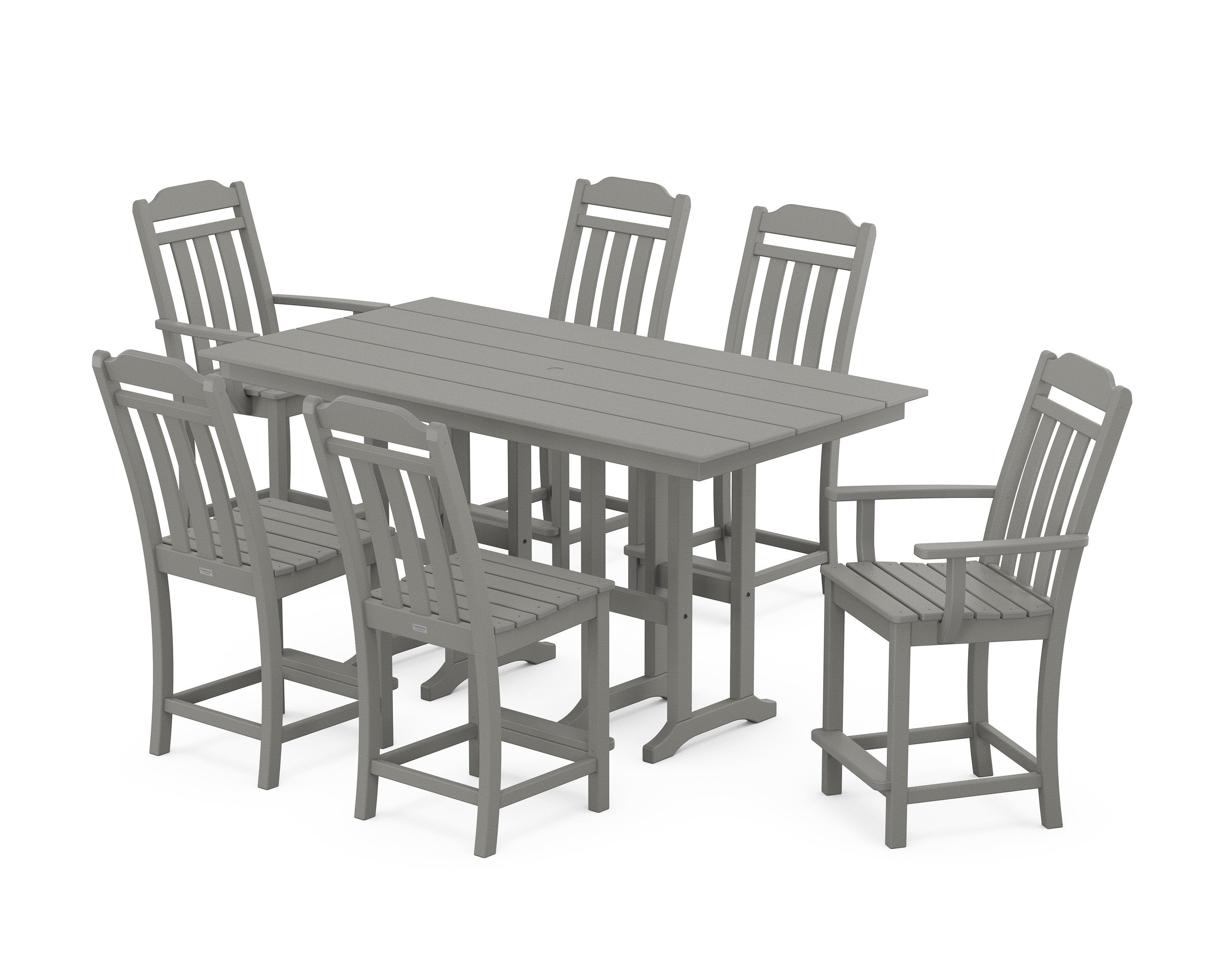 Cottage 7-Piece Farmhouse Counter Set in Slate Grey