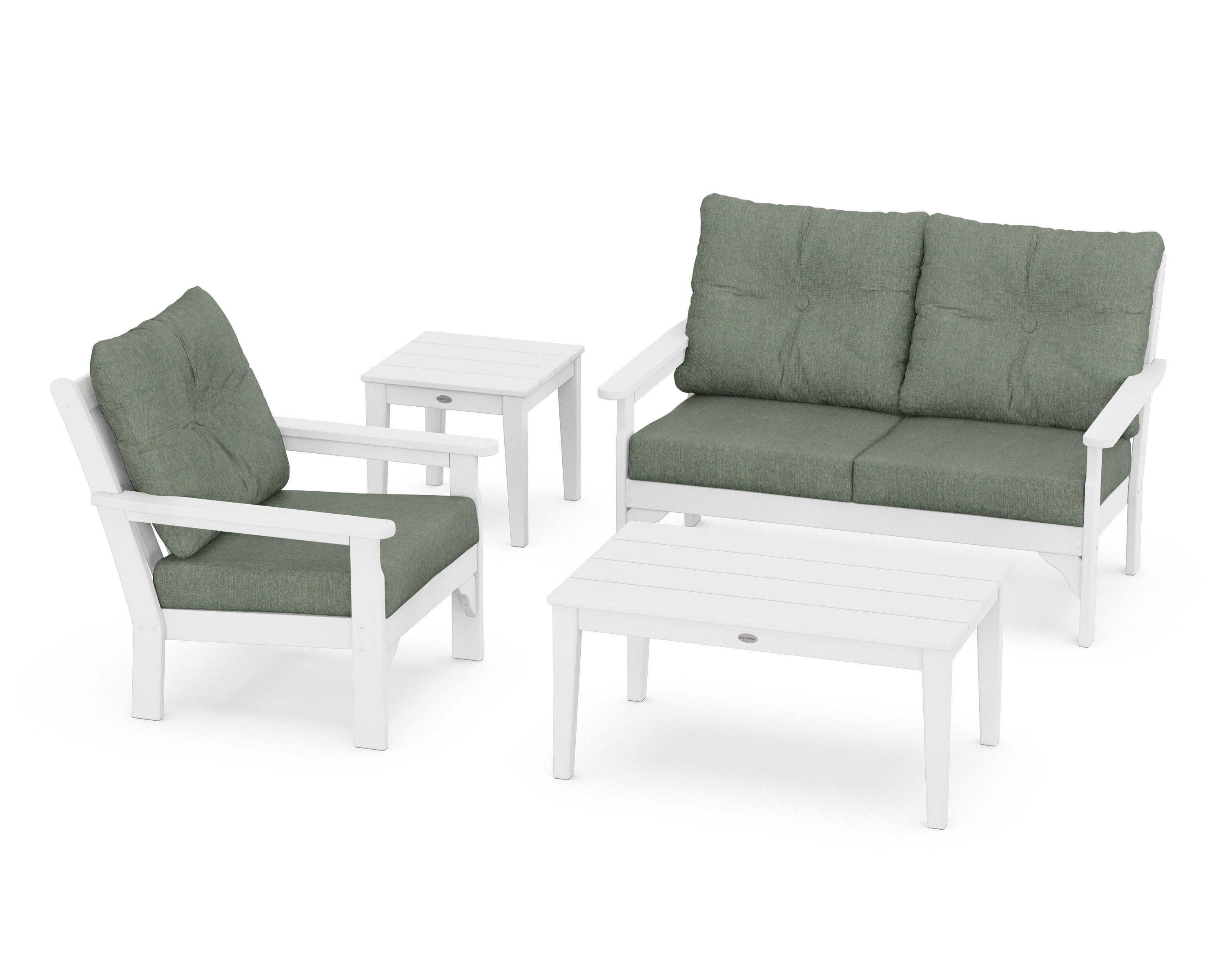 Vineyard 4-Piece Deep Seating Set in White / Cast Sage