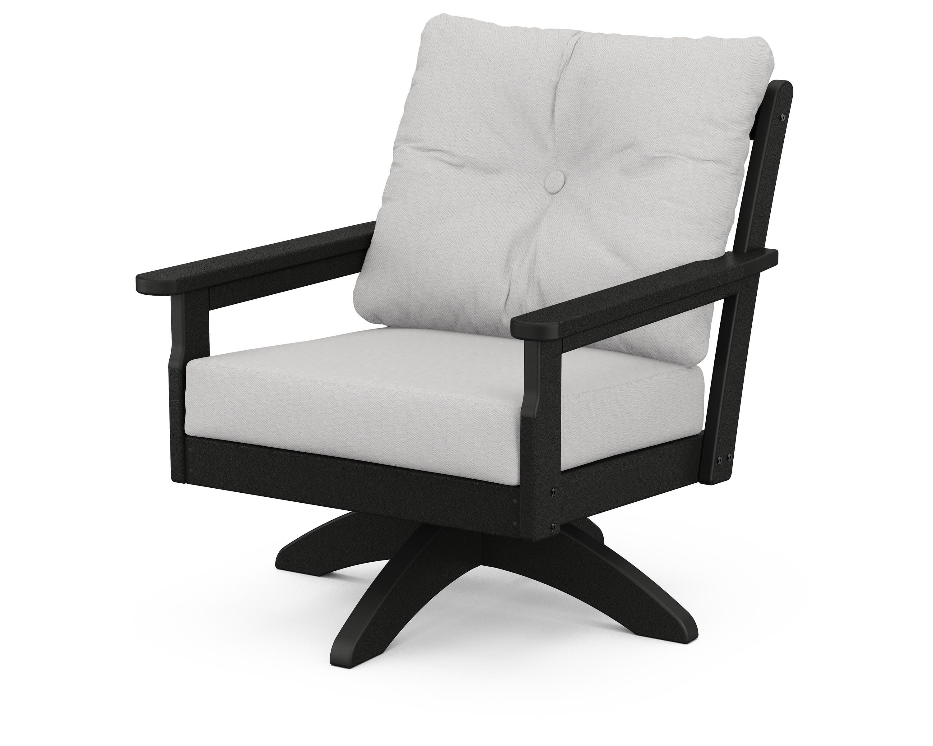 Vineyard Deep Seating Swivel Chair in Black / Diamond in the Rough