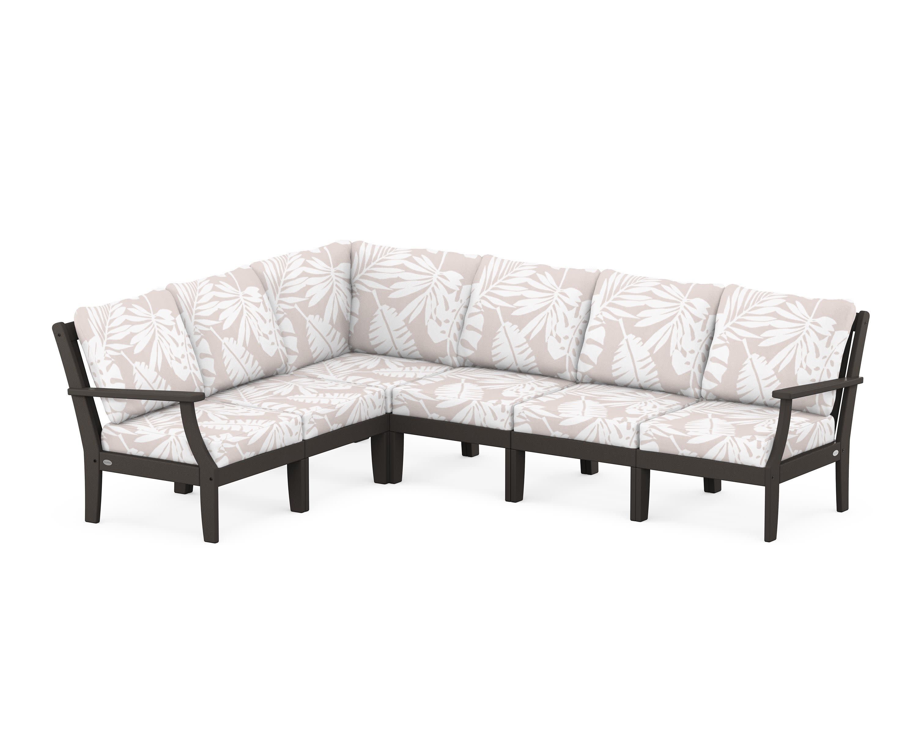 Braxton Modular 6-Piece Deep Seating Set in Vintage Coffee / Leaf Dune Burlap