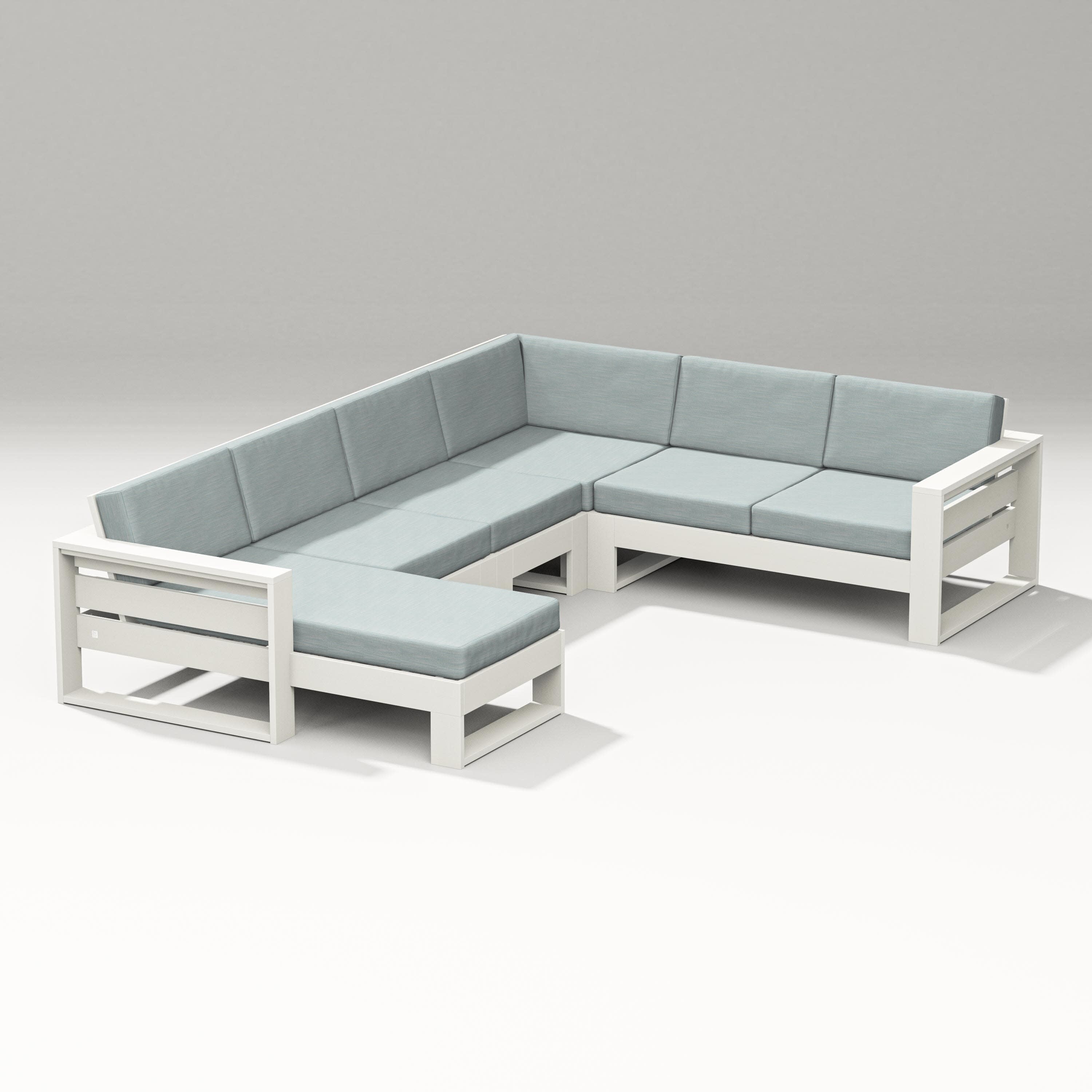 Latitude Corner Sectional with Left Chaise in Vintage White / Soothe Mist