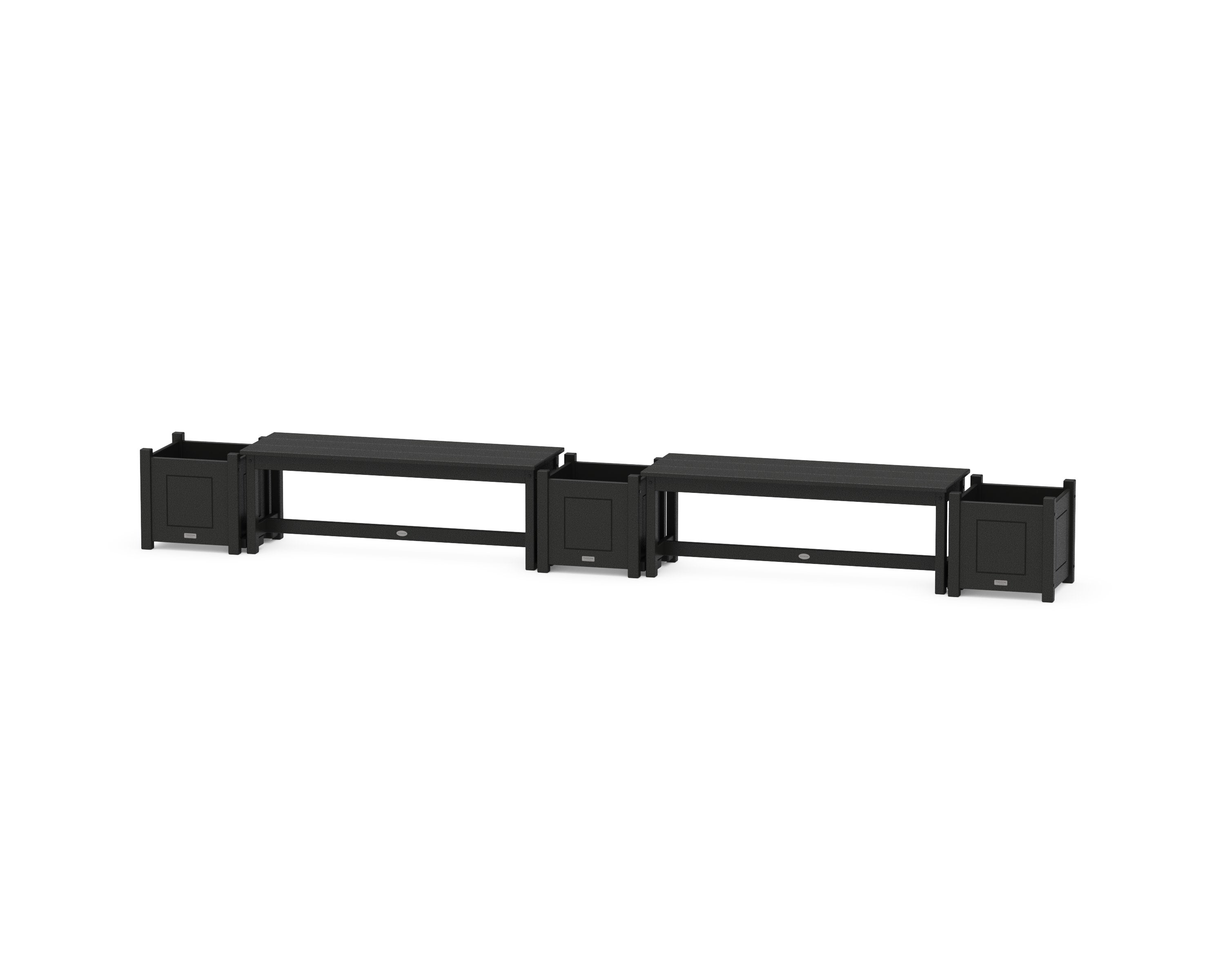 48" Country Living Straight Double Planter Bench Set in Black