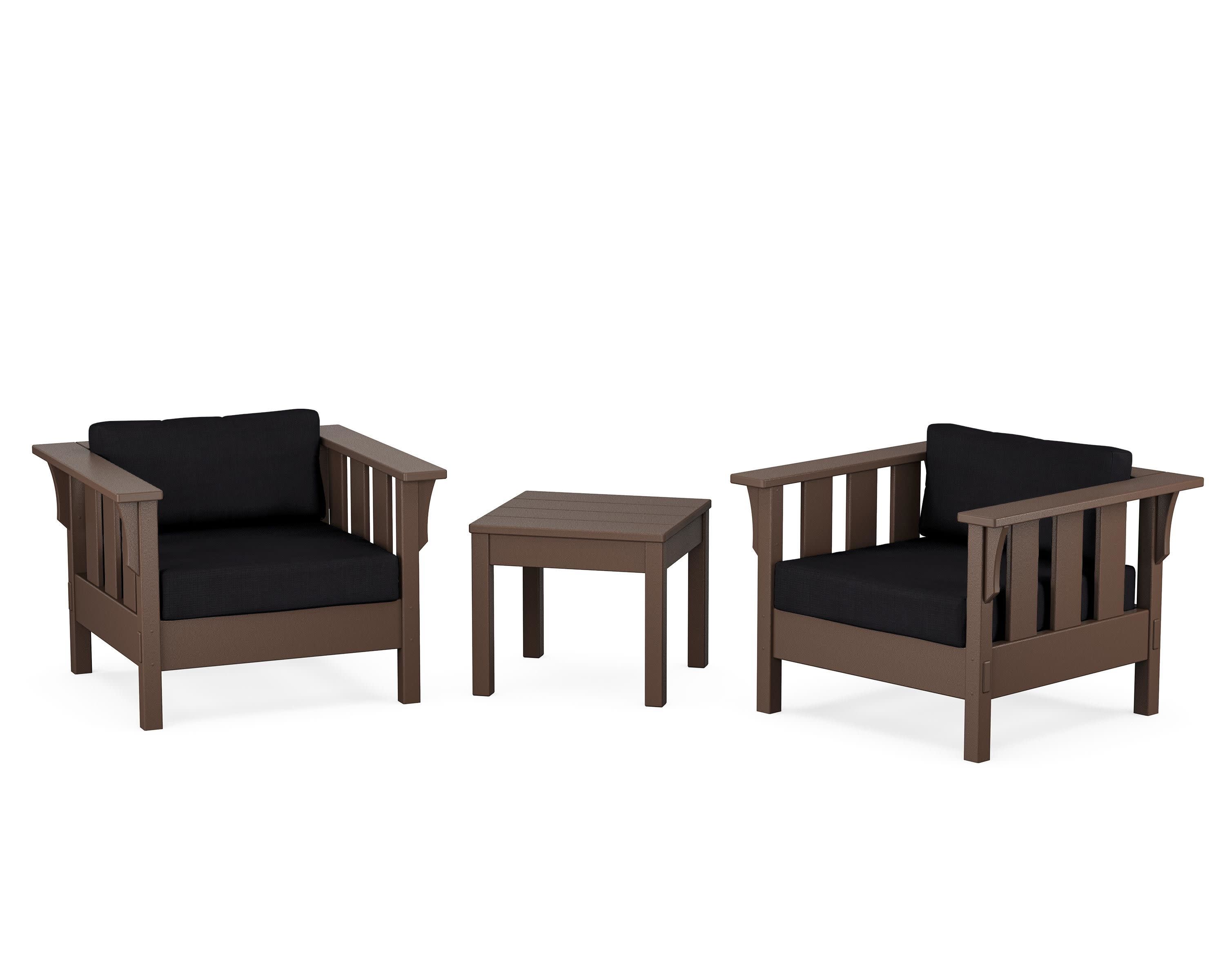 Acadia 3-Piece Deep Seating Set in Mahogany / Midnight Linen