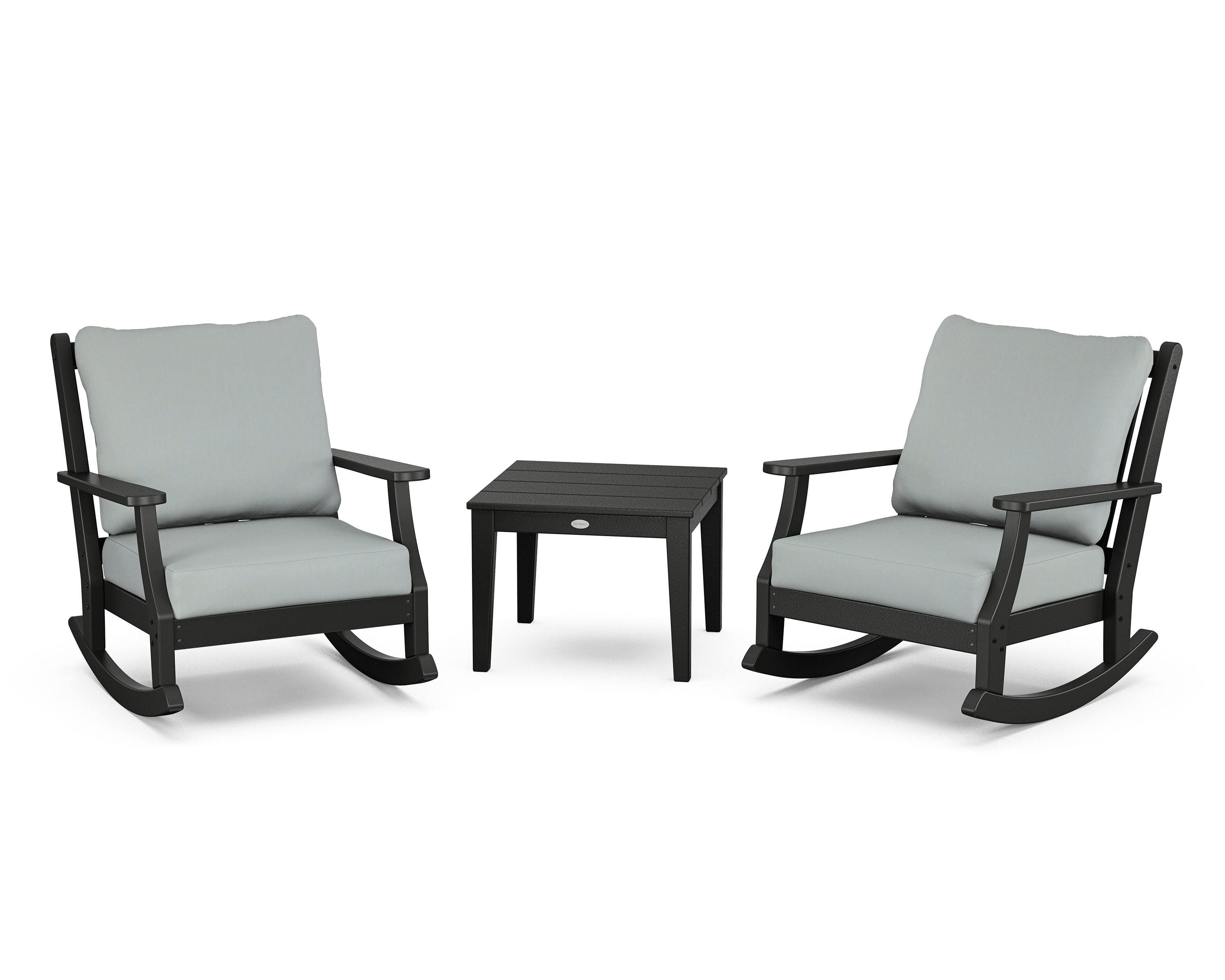 Wovendale 3-Piece Deep Seating Rocker Set in Black / Spa