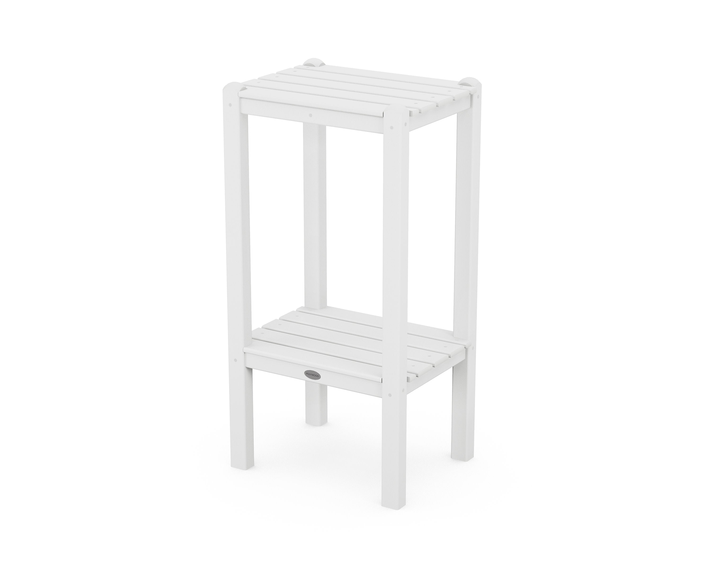 Two Shelf Bar Side Table in White