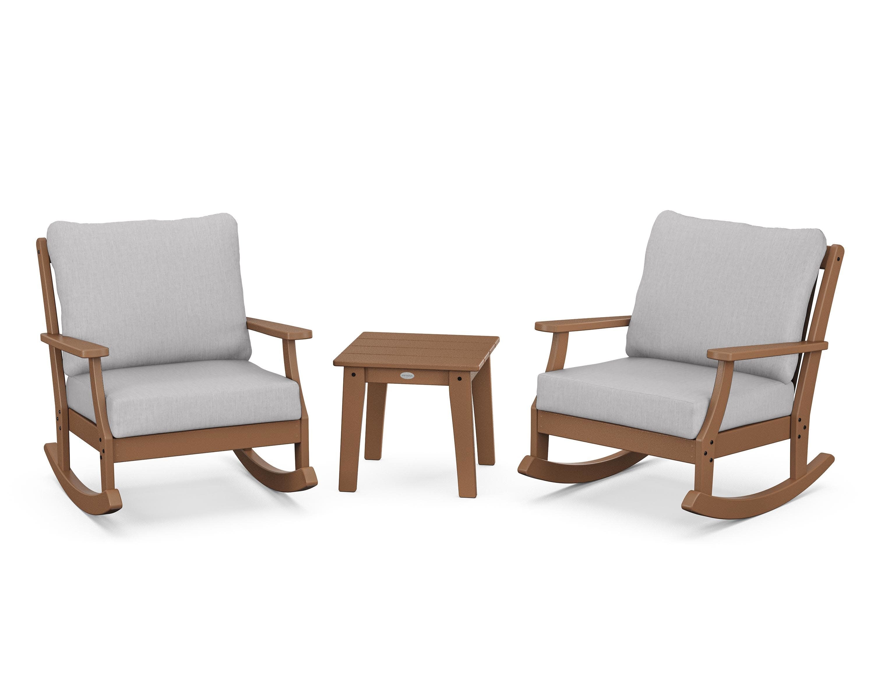 Braxton 3-Piece Deep Seating Rocker Set in Teak / Granite