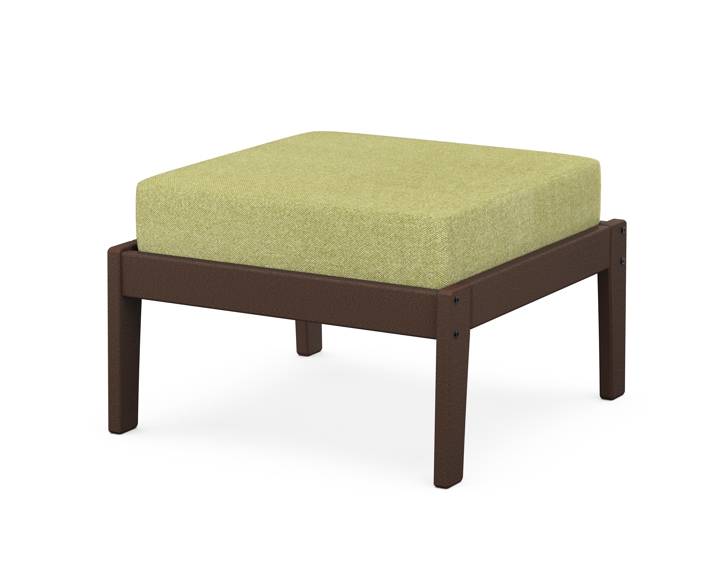 Deep Seating Ottoman in Mahogany / Chartreuse Boucle