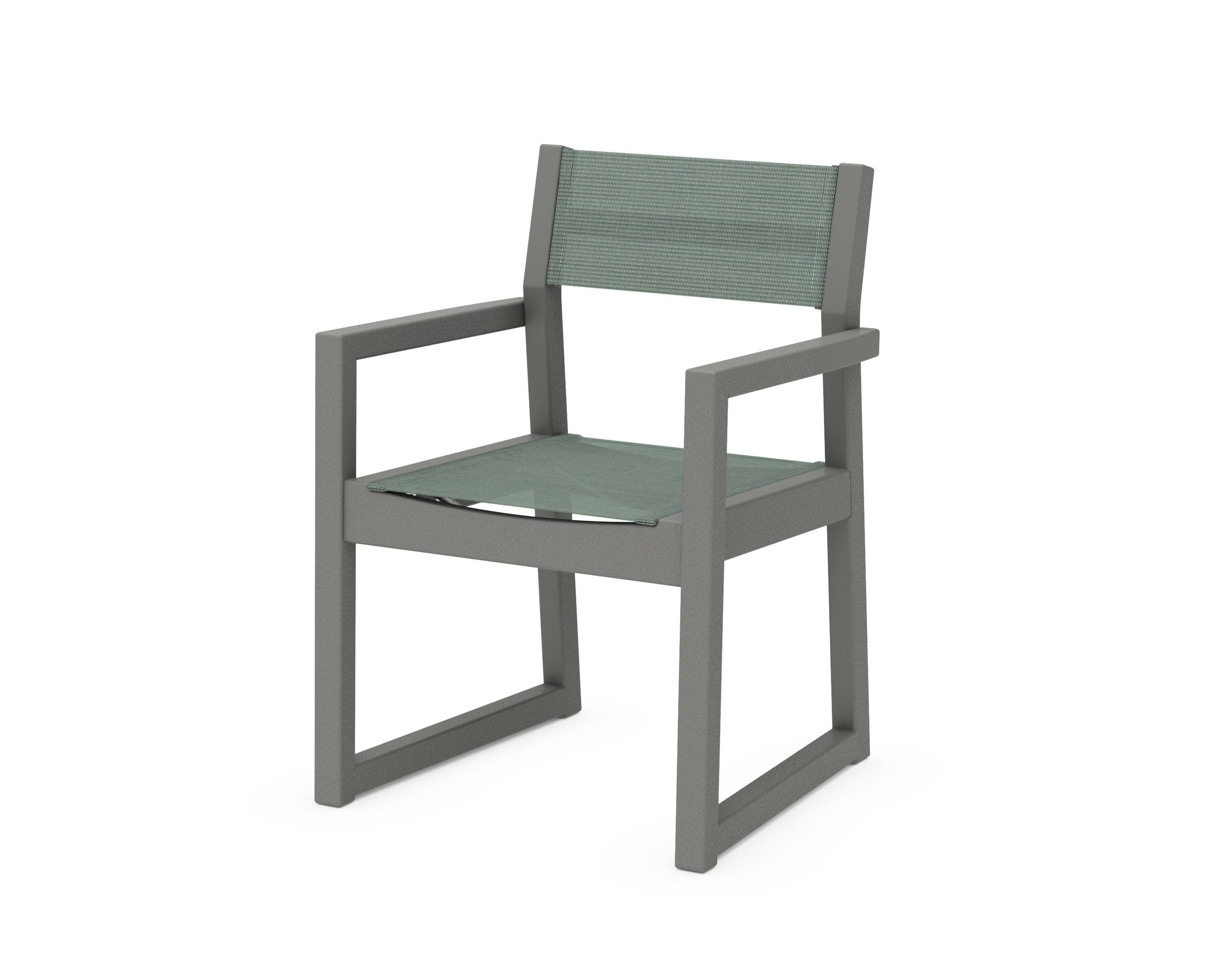 EDGE Sling Dining Arm Chair in Slate Grey / Dupioni Sea Mist Sling