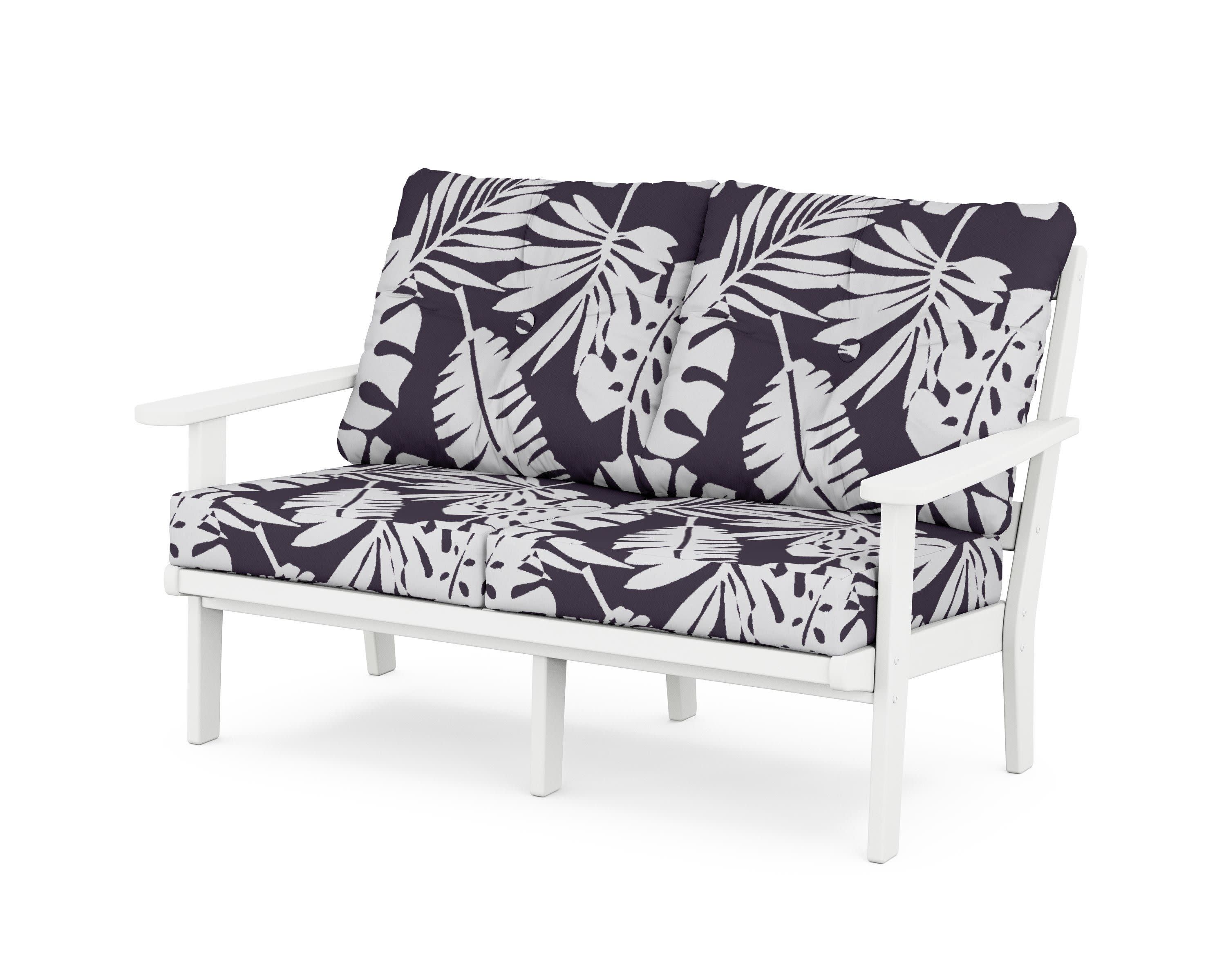 Mission Deep SeatingLoveseat in White / Leaf Navy